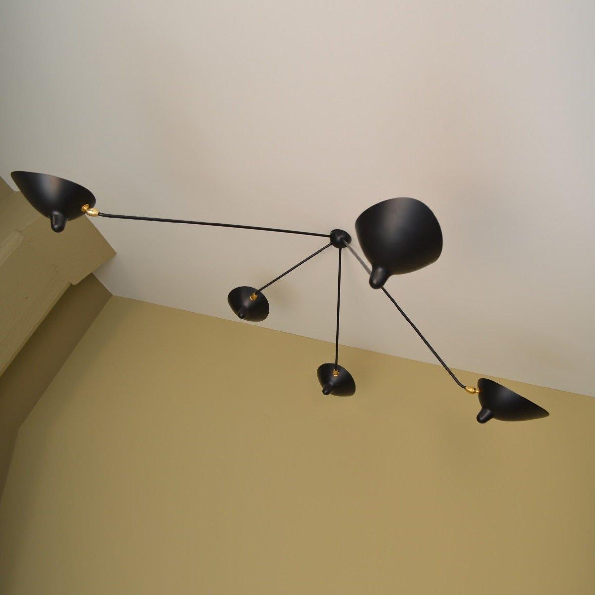 Solara Plafonnier Trois Bras Noir Sculptural