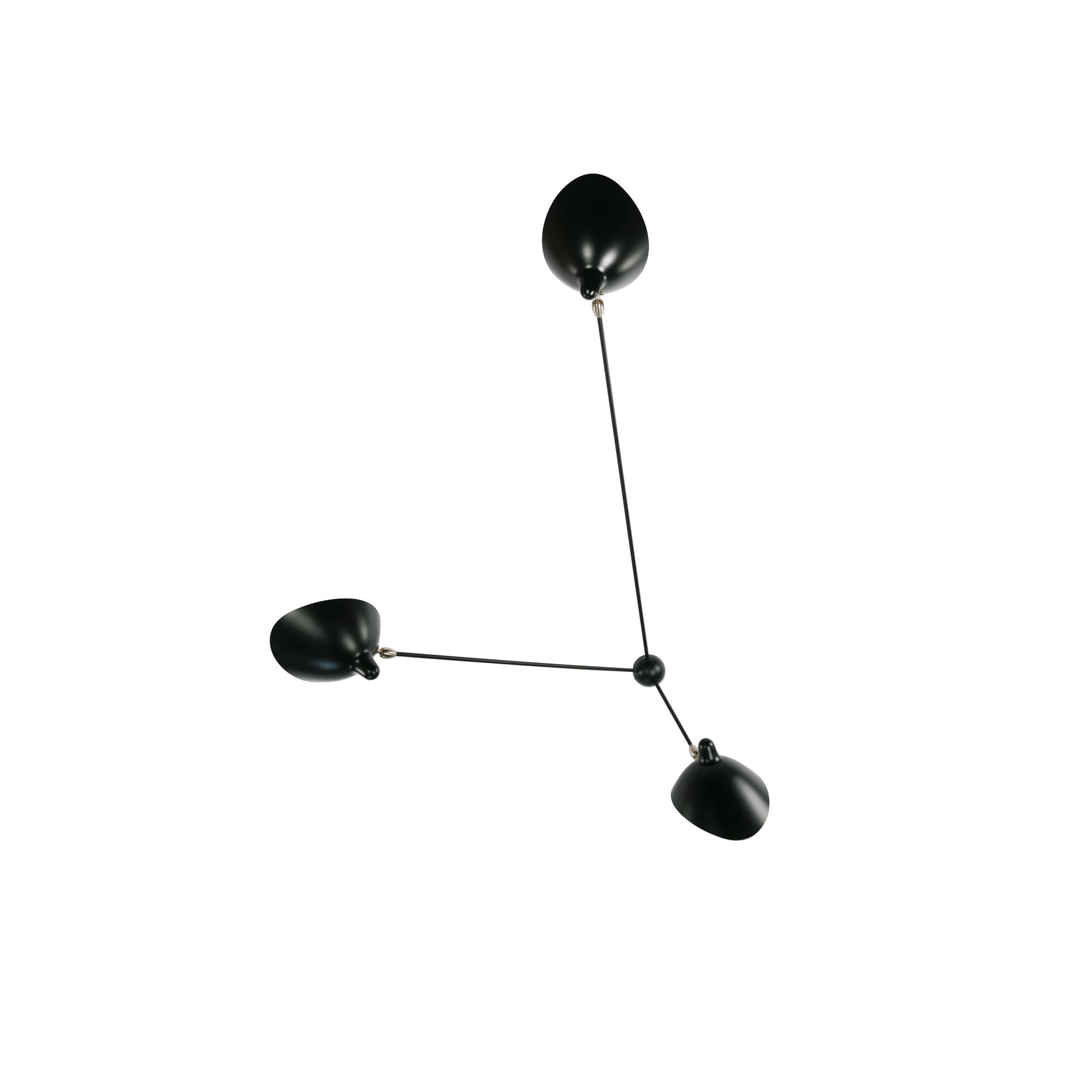 Solara Plafonnier Trois Bras Noir Sculptural
