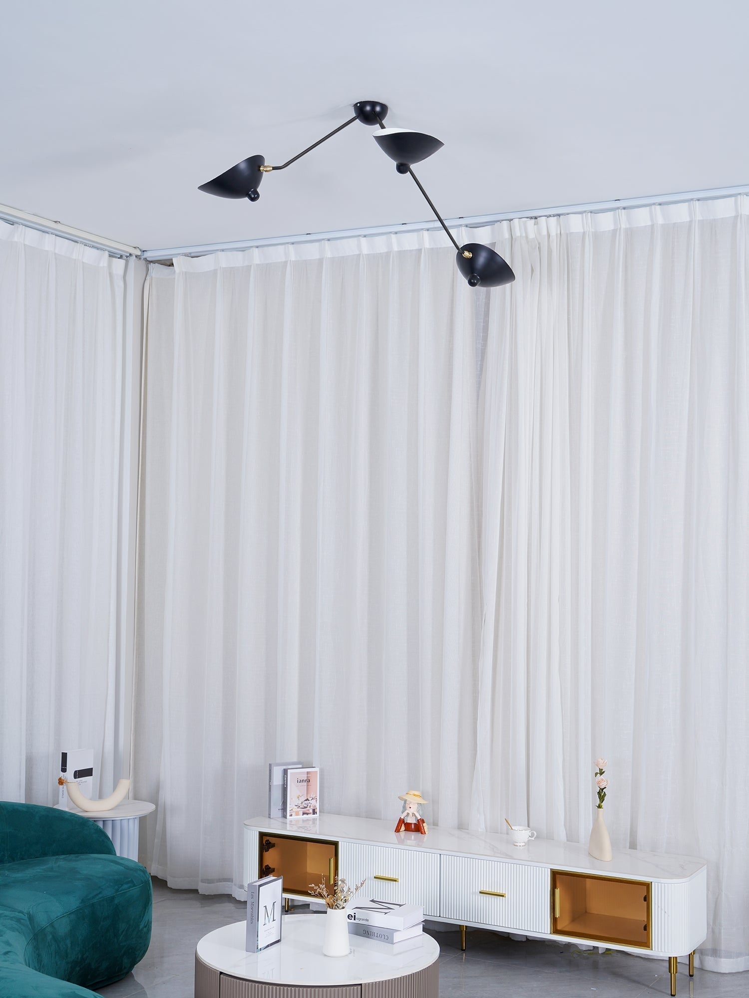 Solara Plafonnier Trois Bras Noir Sculptural
