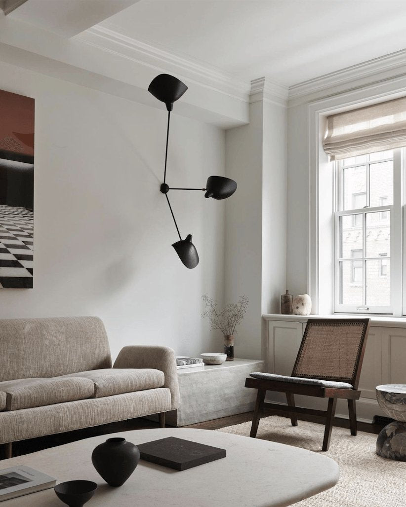 Solara Plafonnier Trois Bras Noir Sculptural