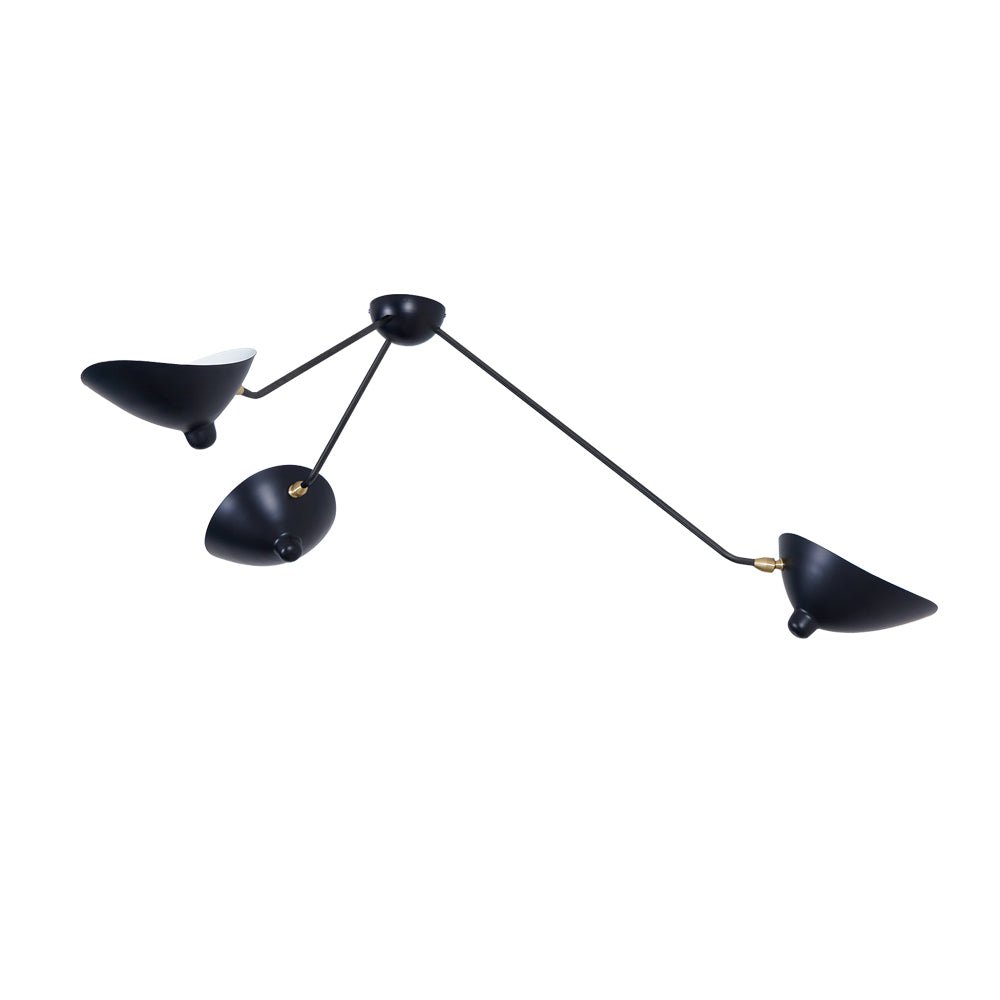 Solara Plafonnier Trois Bras Noir Sculptural