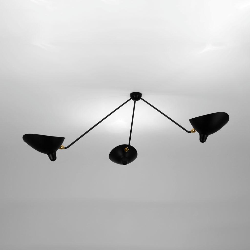 Solara Plafonnier Trois Bras Noir Sculptural