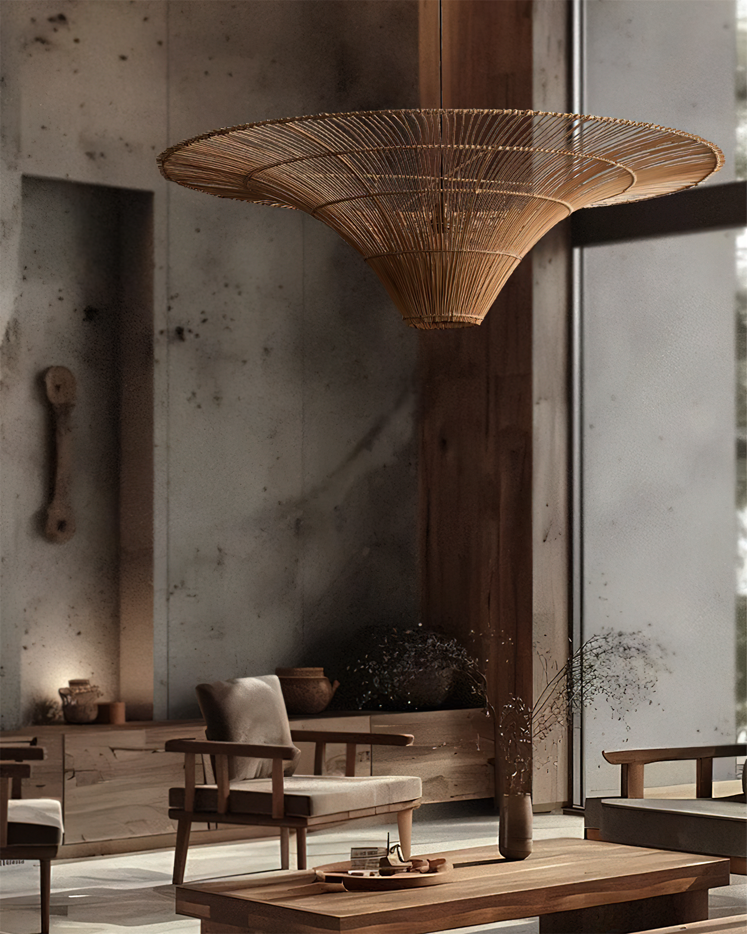Juvio Lampe Suspension Rattan Tissée à la Main