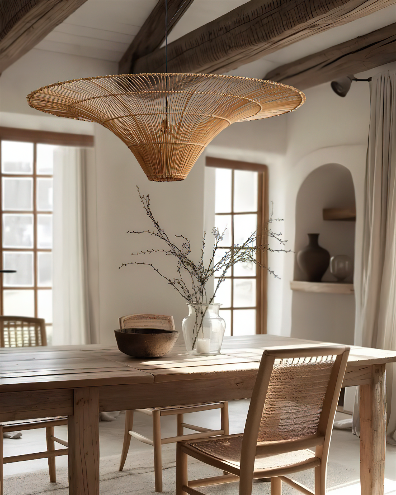 Juvio Lampe Suspension Rattan Tissée à la Main