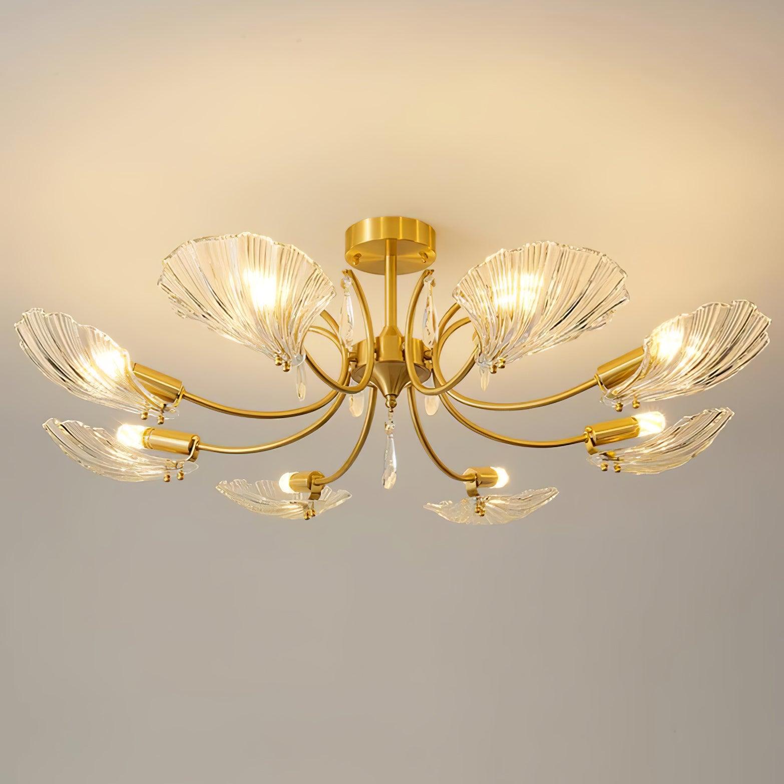 Lumara Lustre en Verre Pétale et Laiton