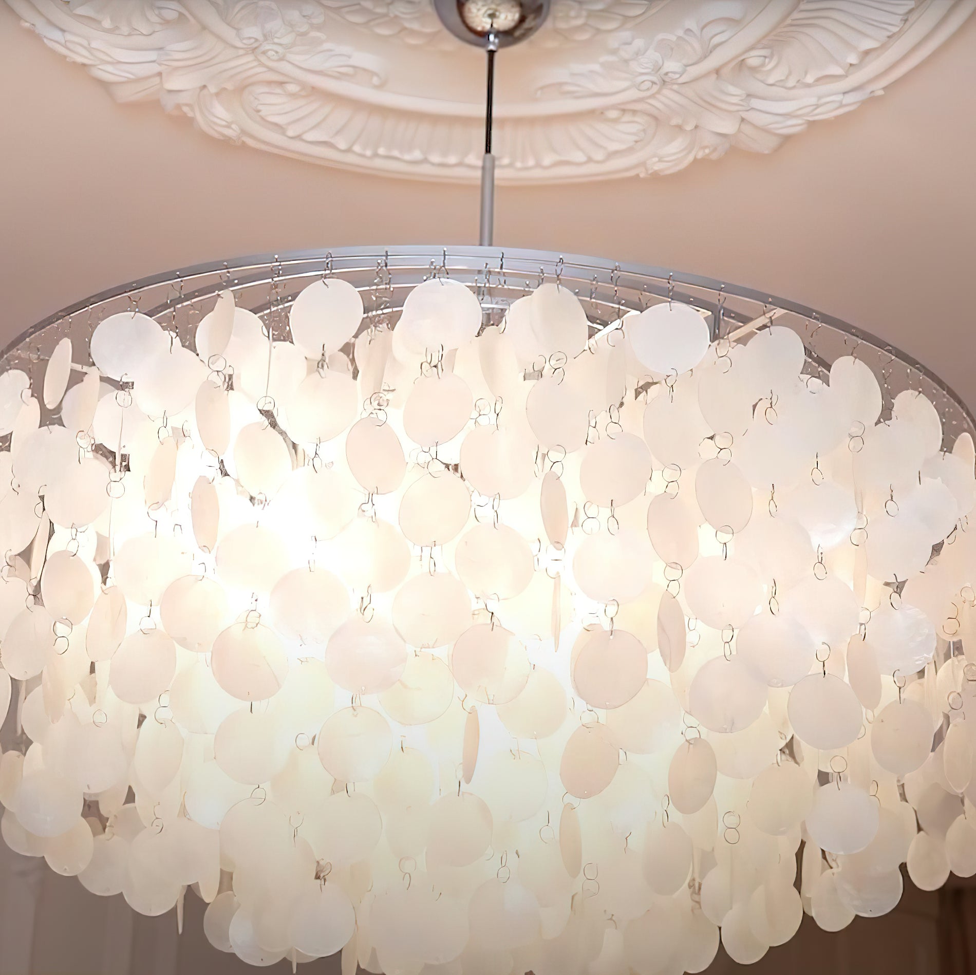 Lustra Suspension Lampe Anneau Rond en Coquillage