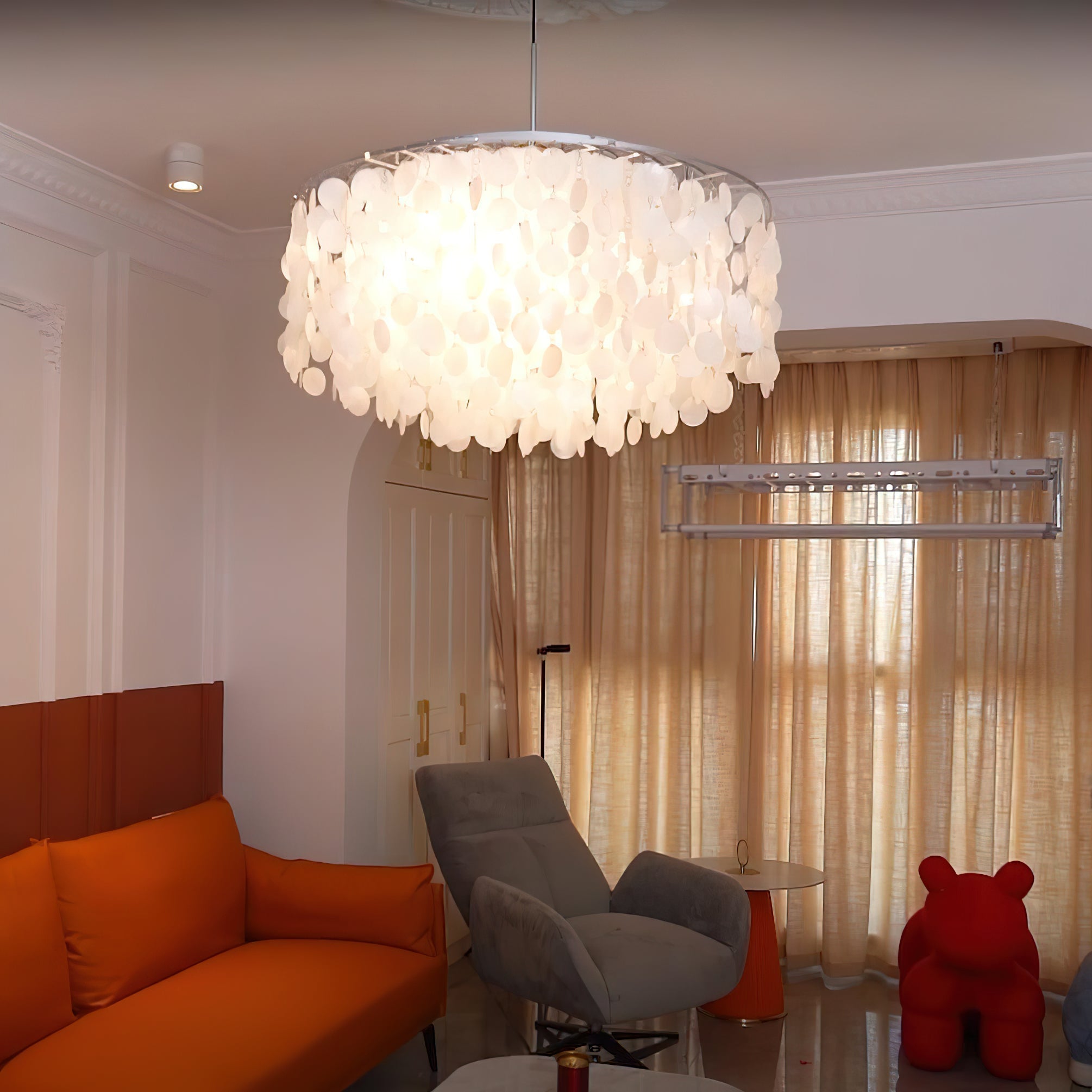 Lustra Suspension Lampe Anneau Rond en Coquillage