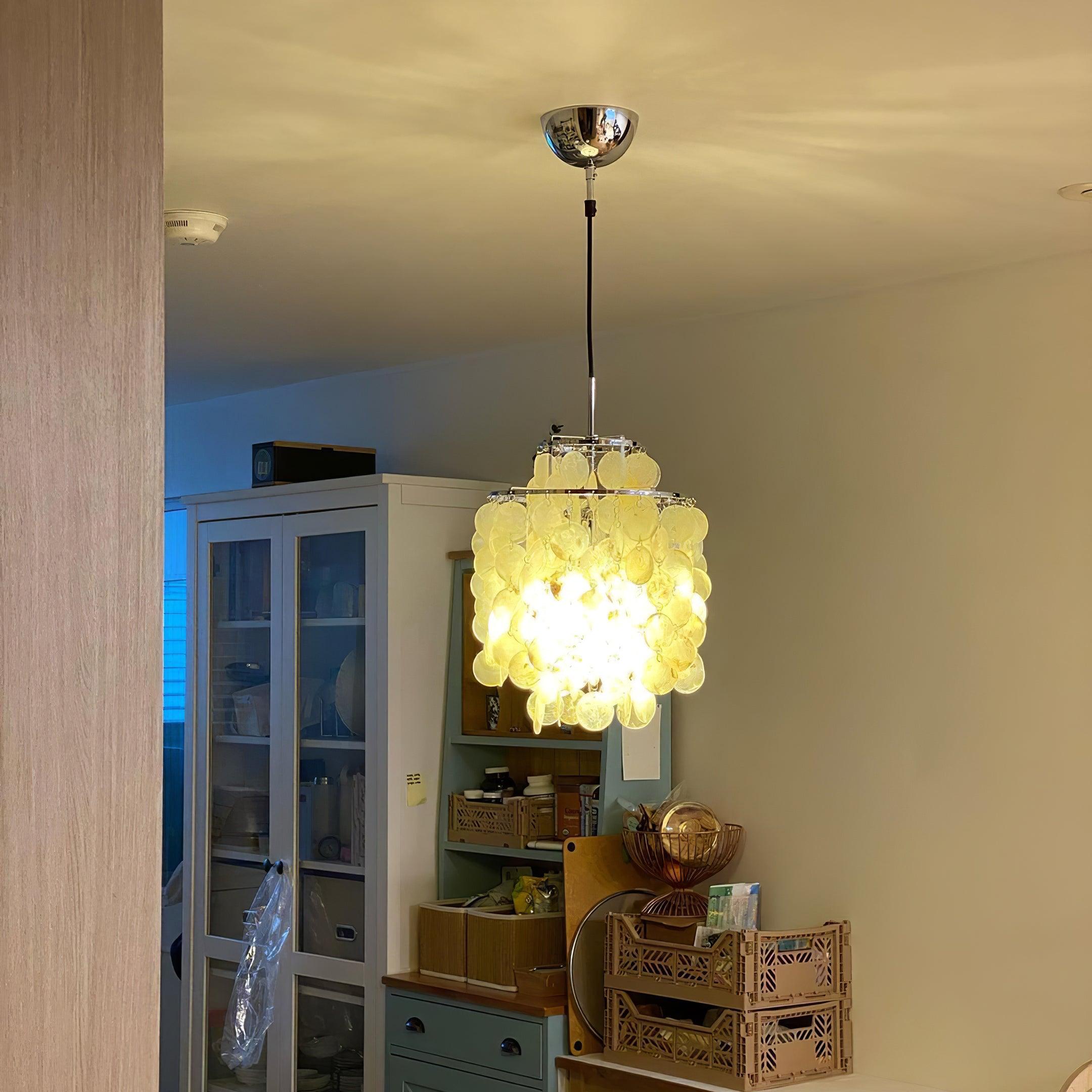 Elios Élégant Lustre en Coquillage Capiz