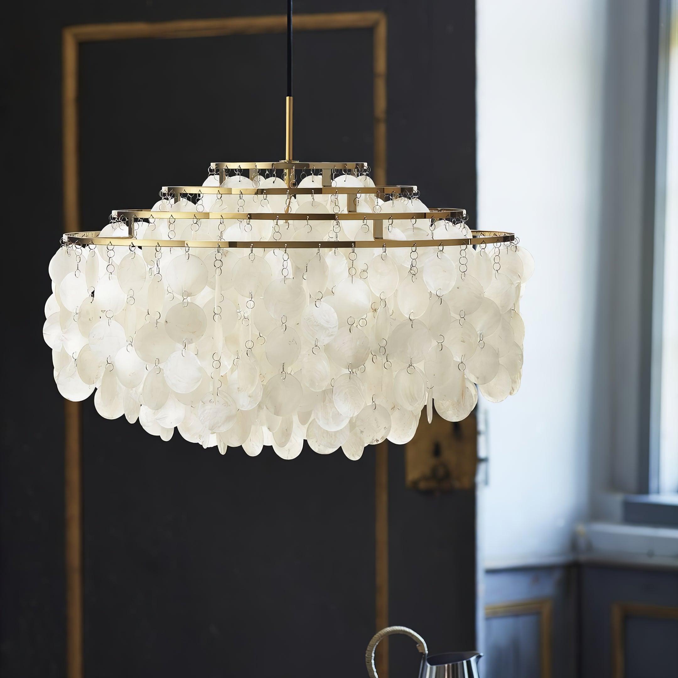 Elios Élégant Lustre en Coquillage Capiz