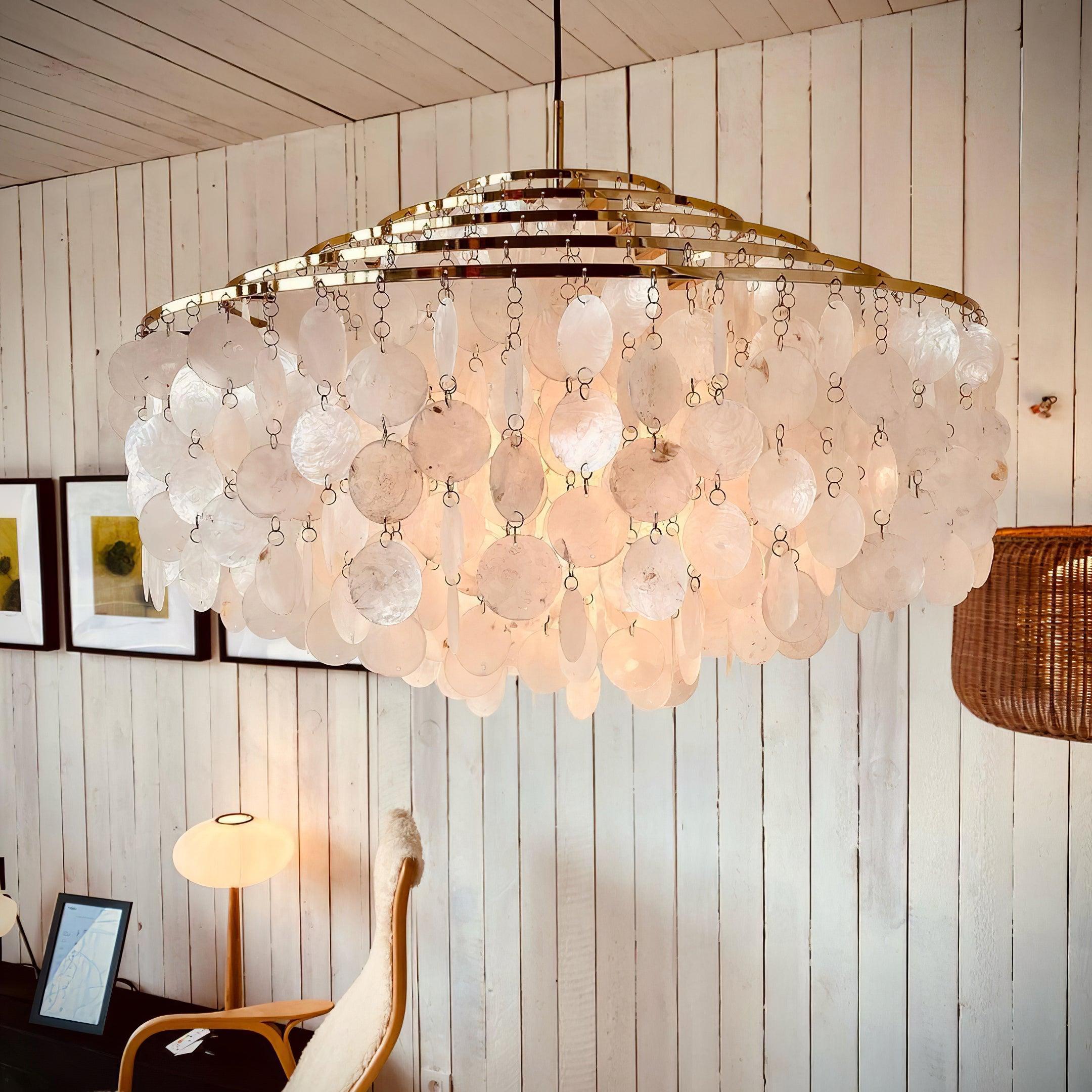 Elios Élégant Lustre en Coquillage Capiz