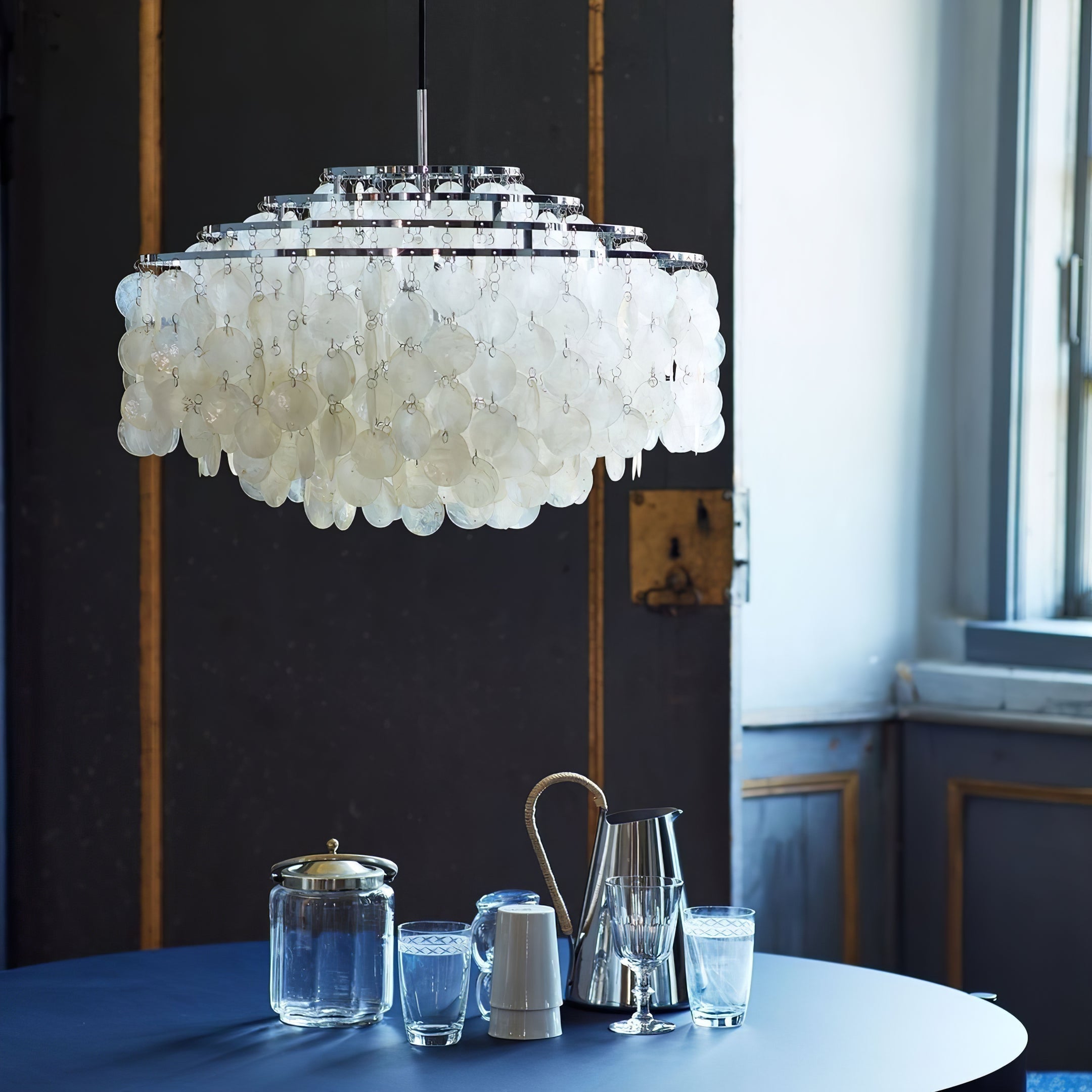 Lustra Suspension Lampe Anneau Rond en Coquillage
