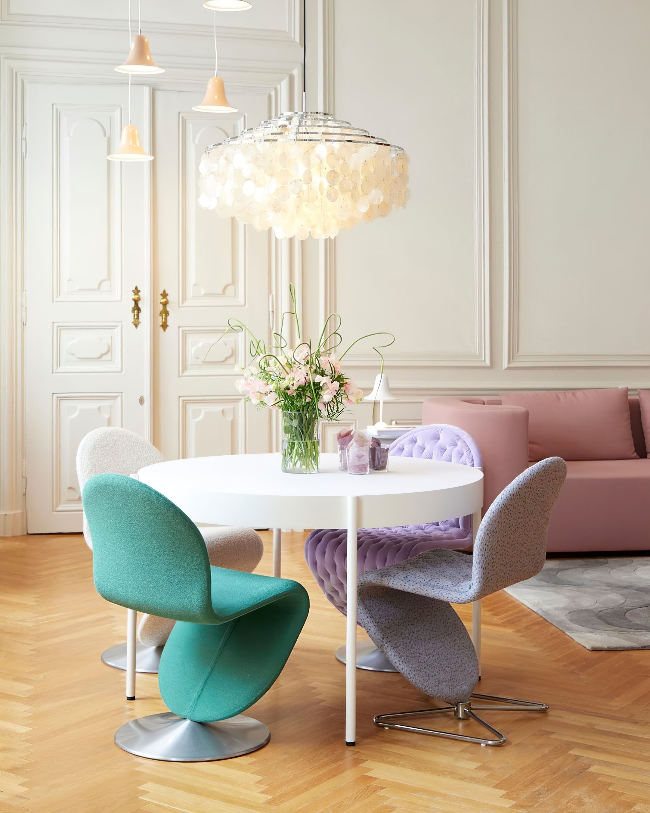 Lustra Suspension Lampe Anneau Rond en Coquillage