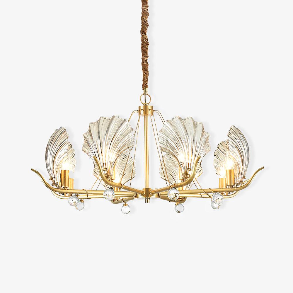 Lustra Lustre Coquillage Cristal Feuille Cuivre