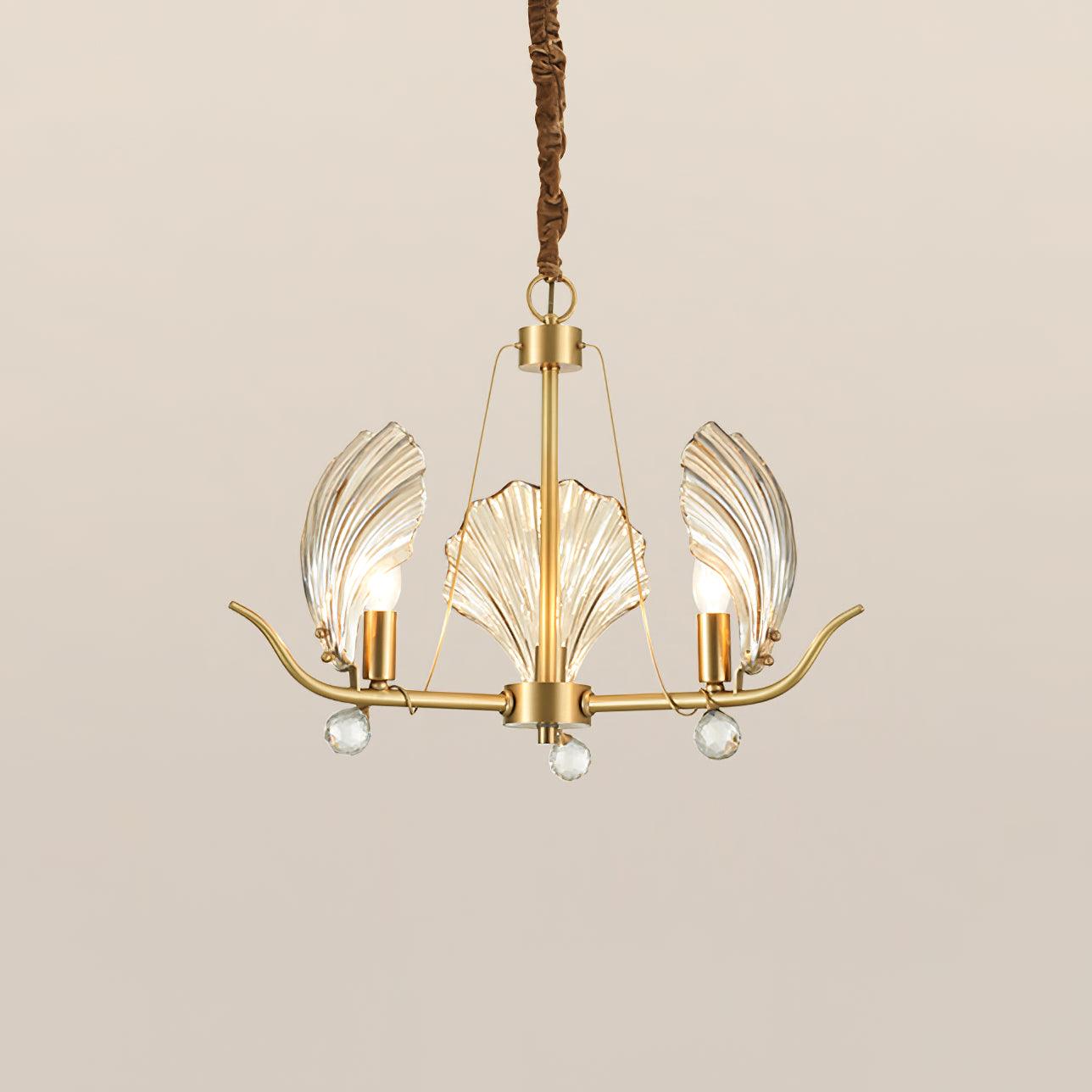 Lustra Lustre Coquillage Cristal Feuille Cuivre