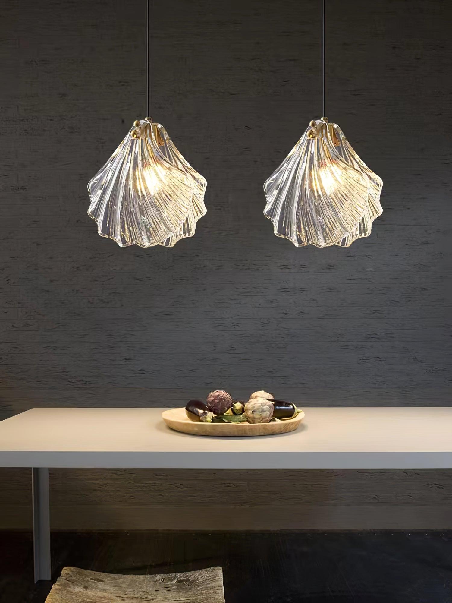 Solara Suspension en Verre Coquillage Artistique Élégante