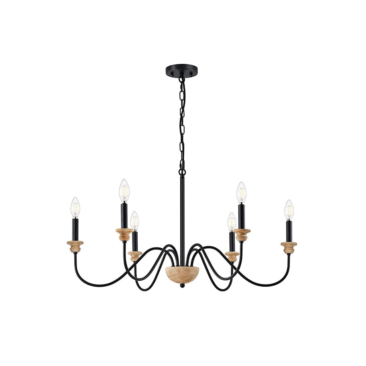 Zalaeira Lustre en Bois et Métal Traditionnel Style Industriel Vintage