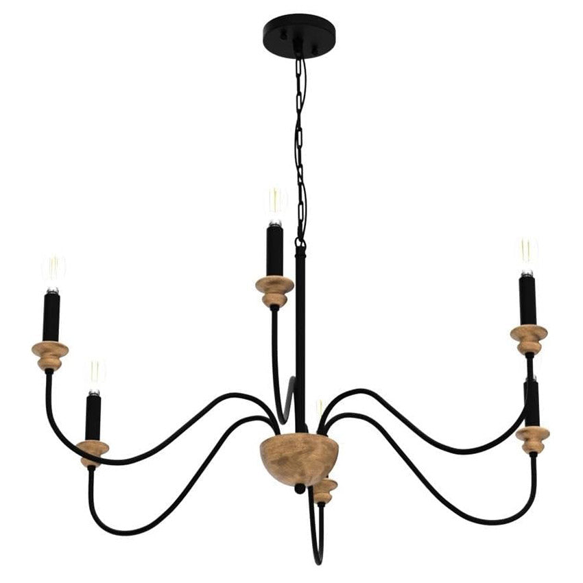 Zalaeira Lustre en Bois et Métal Traditionnel Style Industriel Vintage