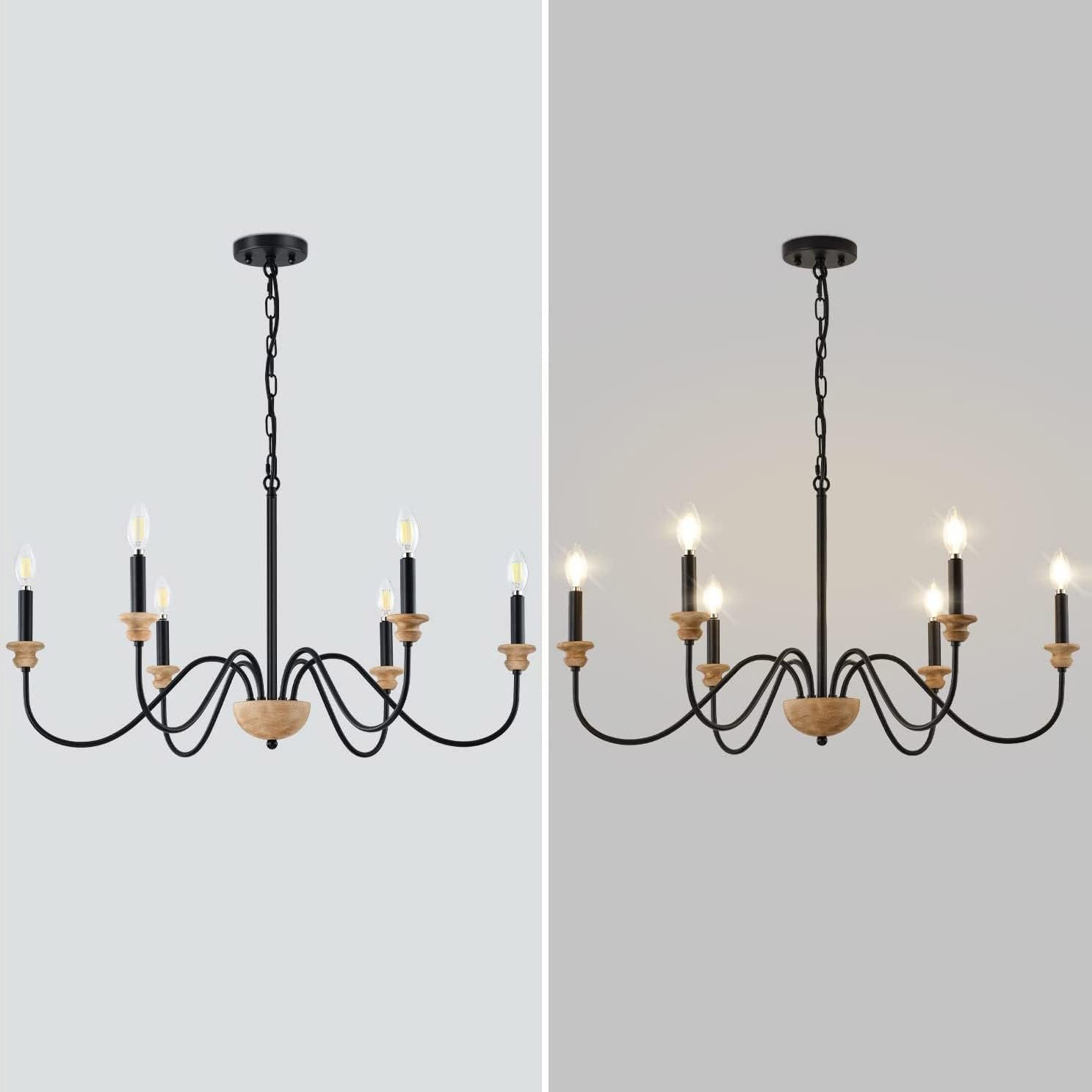 Zalaeira Lustre en Bois et Métal Traditionnel Style Industriel Vintage