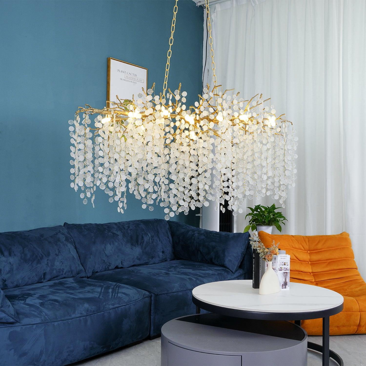 Lustra Suspension Lampe Goutte de Rosée en Cristal