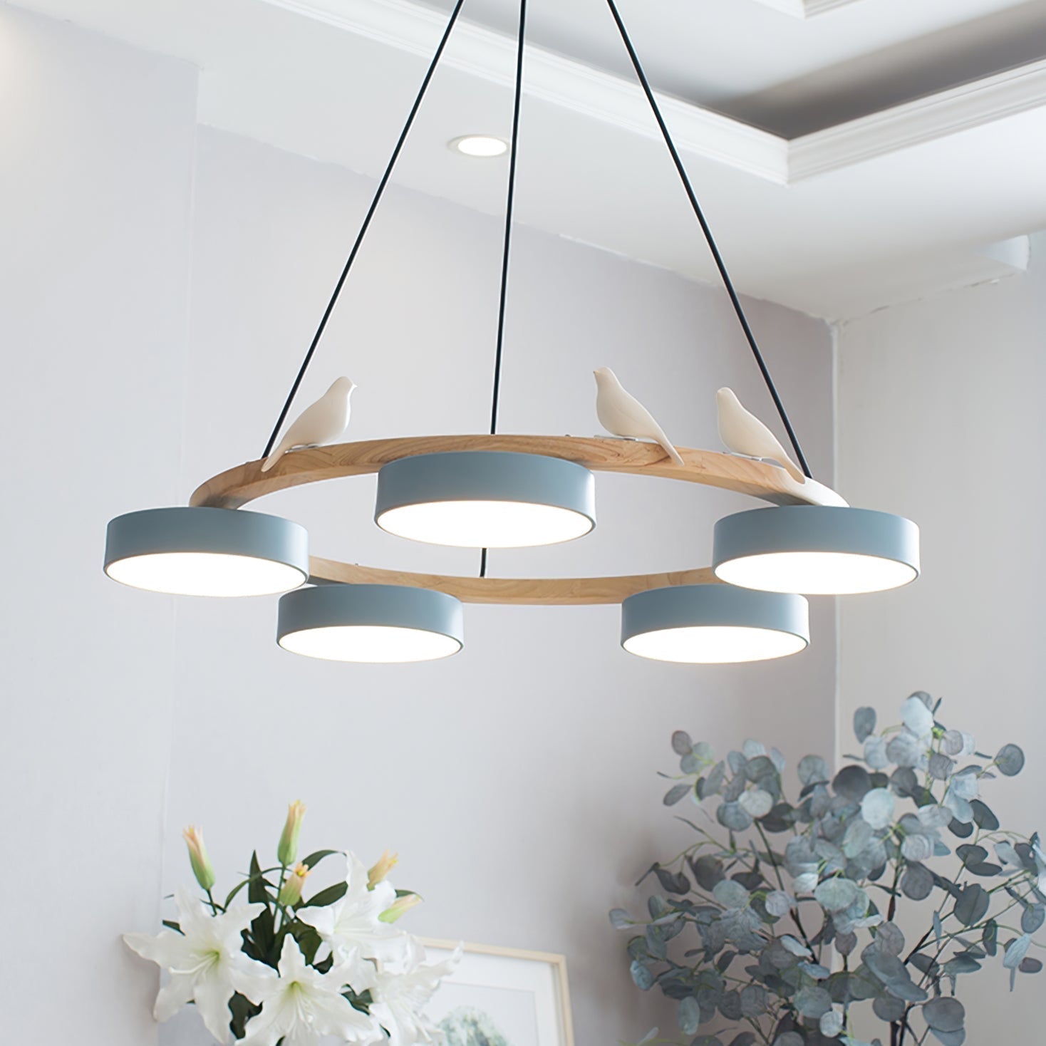 Cliff Lustre Rond avec Oiseau
