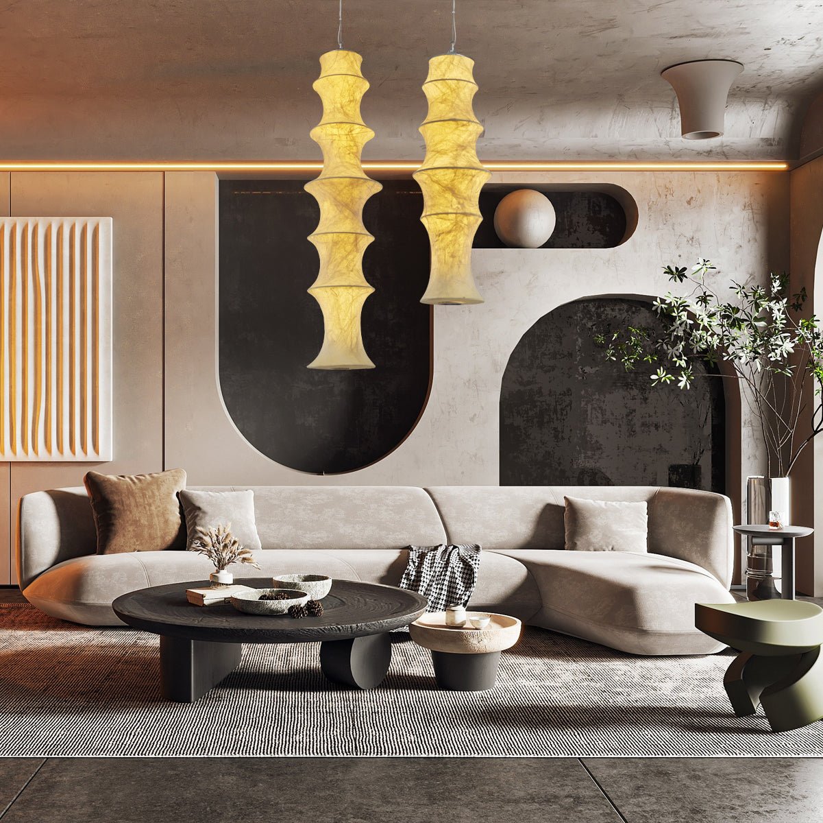 Elraeor Stratifié Mûrier Soie Suspension Lumière