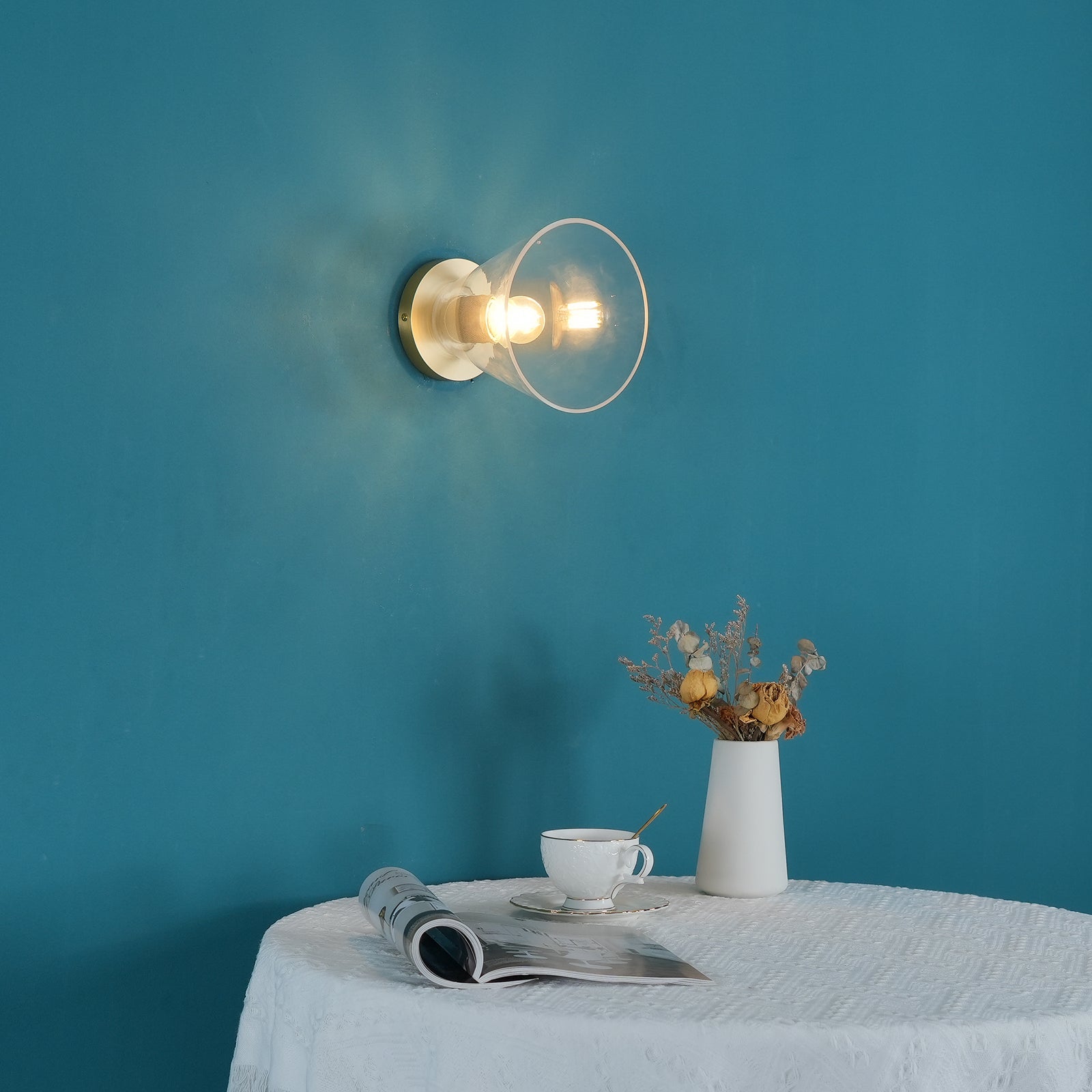 Solara Lumière de Plafond Conique en Verre et Laiton Industrielle