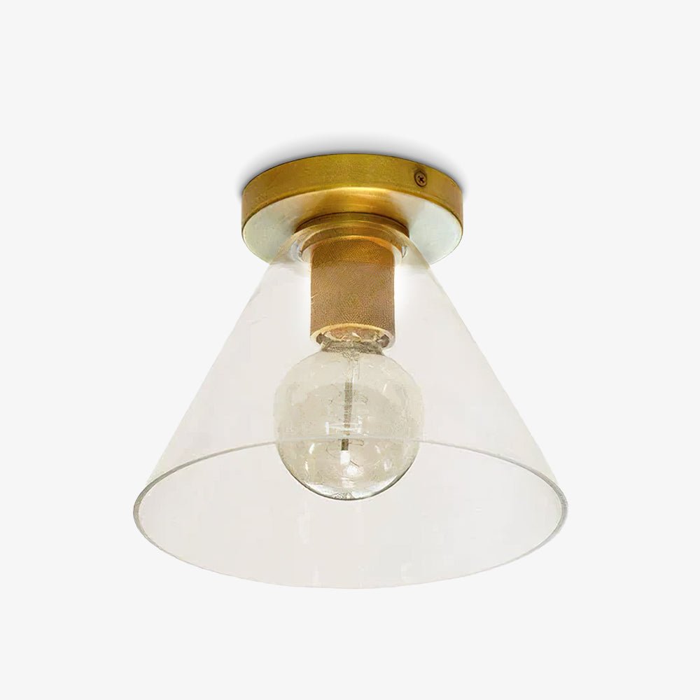Solara Lumière de Plafond Conique en Verre et Laiton Industrielle