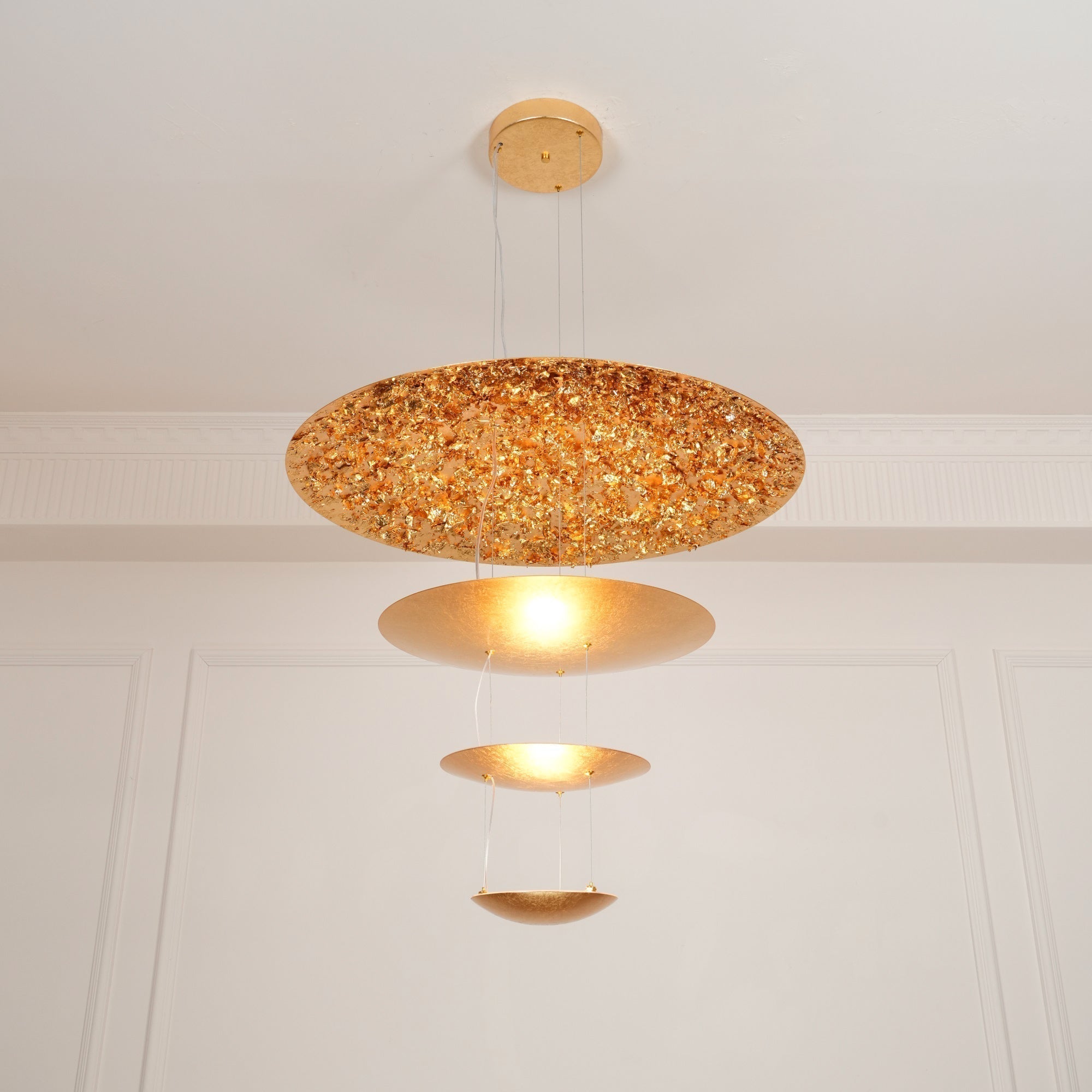 Zathaara Suspension Feuilles d’Or Étagées