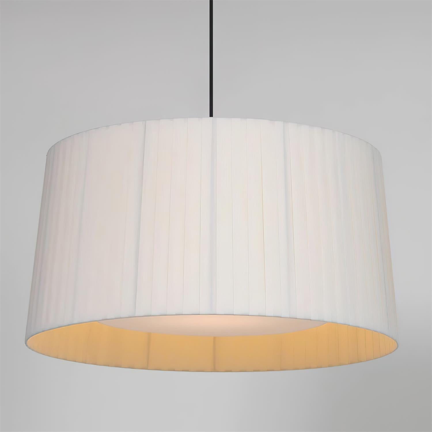 Drum Suspension Abat-jour en Tissu Pliée Noir Minimaliste Classique