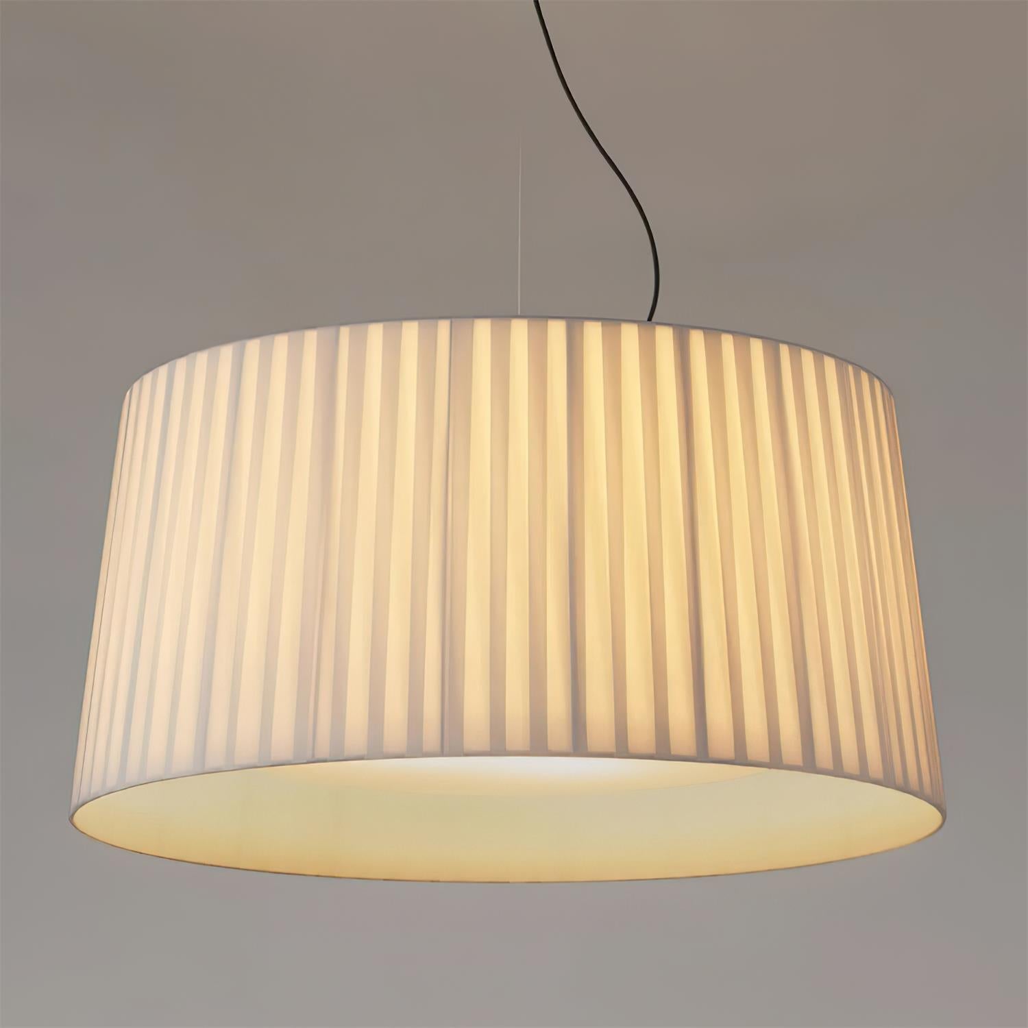 Drum Suspension Abat-jour en Tissu Pliée Noir Minimaliste Classique