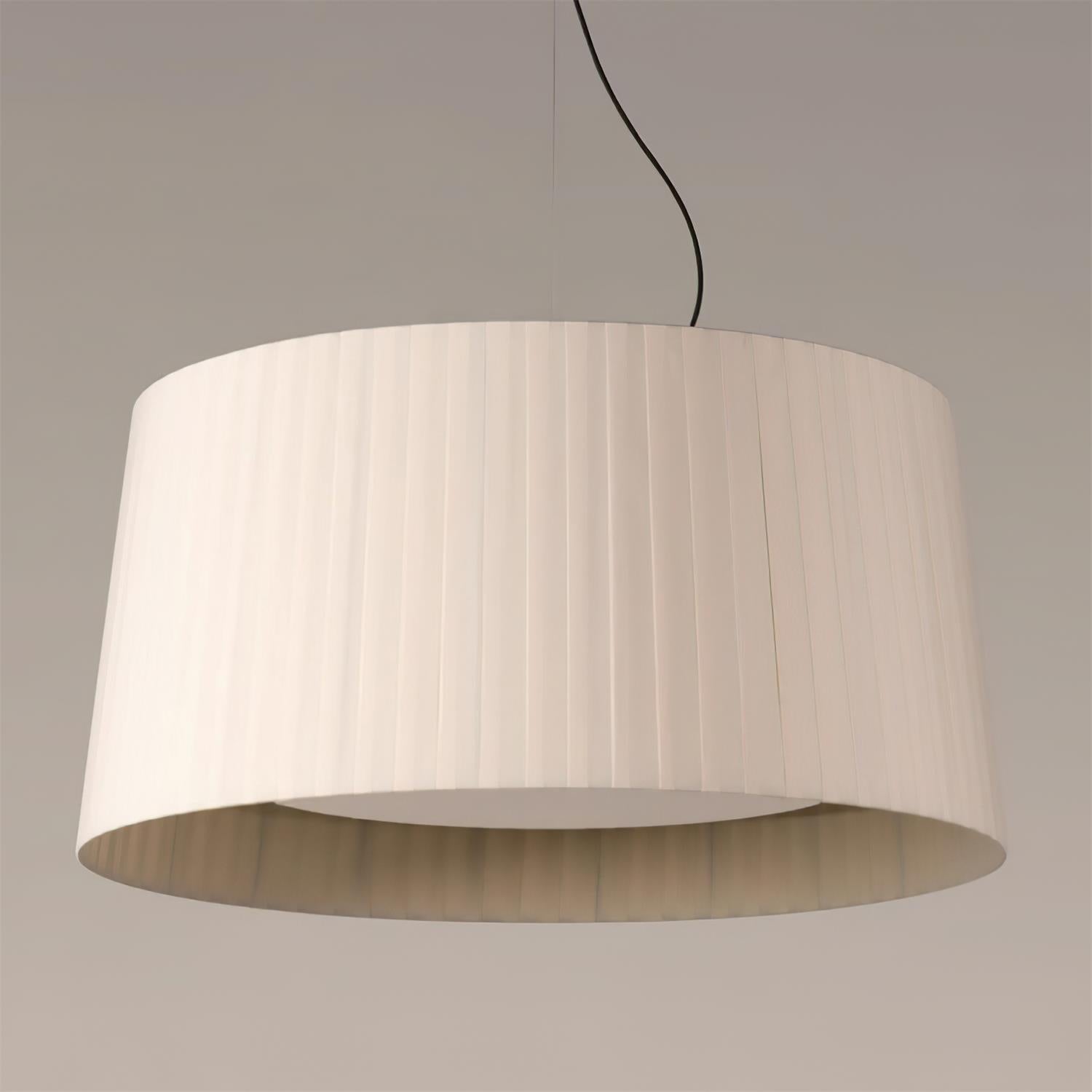 Drum Suspension Abat-jour en Tissu Pliée Noir Minimaliste Classique