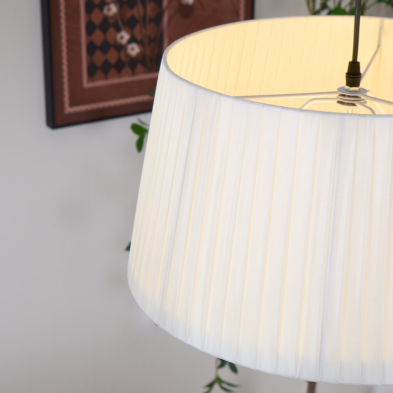 Drum Suspension Abat-jour en Tissu Pliée Noir Minimaliste Classique