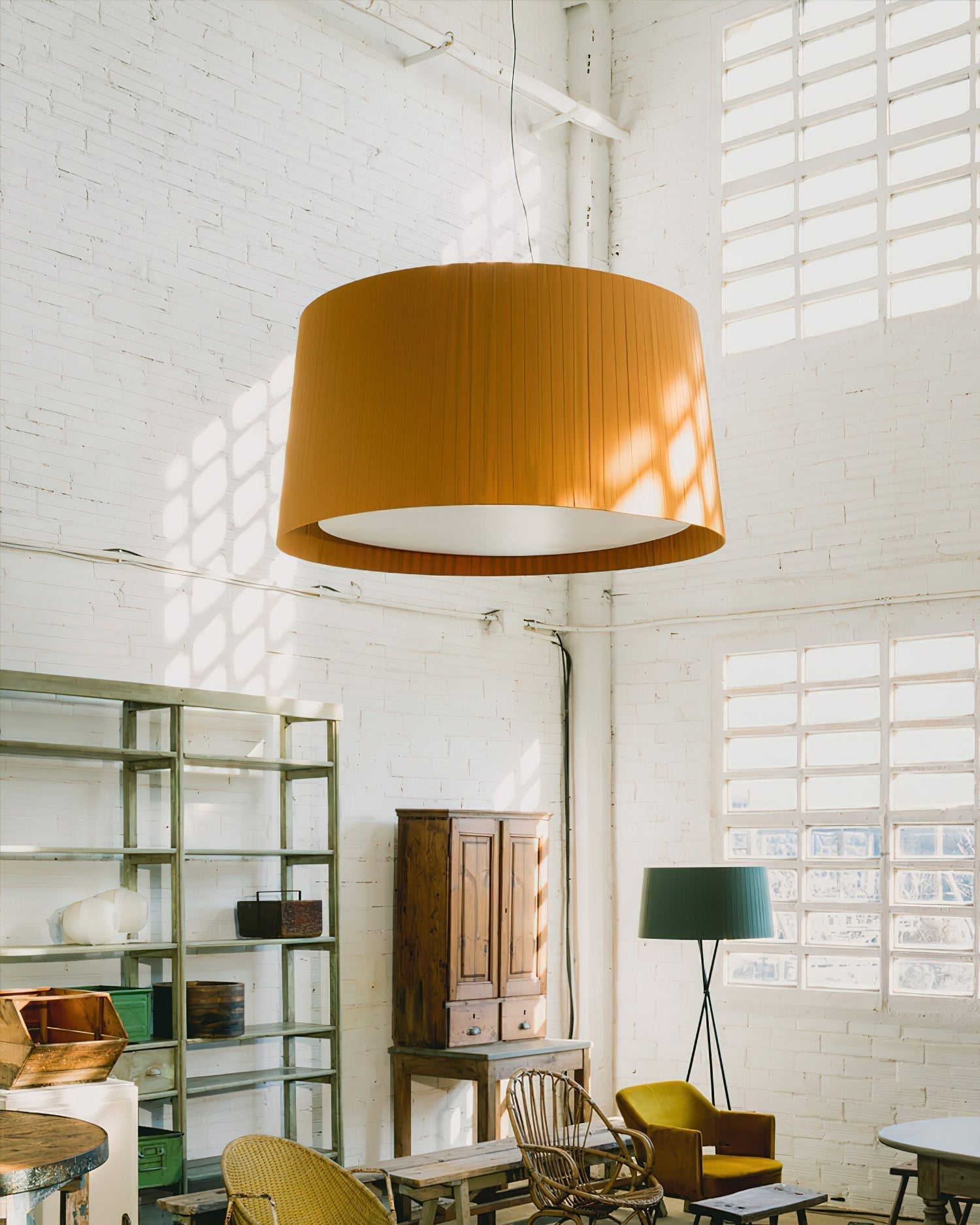 Drum Suspension Abat-jour en Tissu Pliée Noir Minimaliste Classique