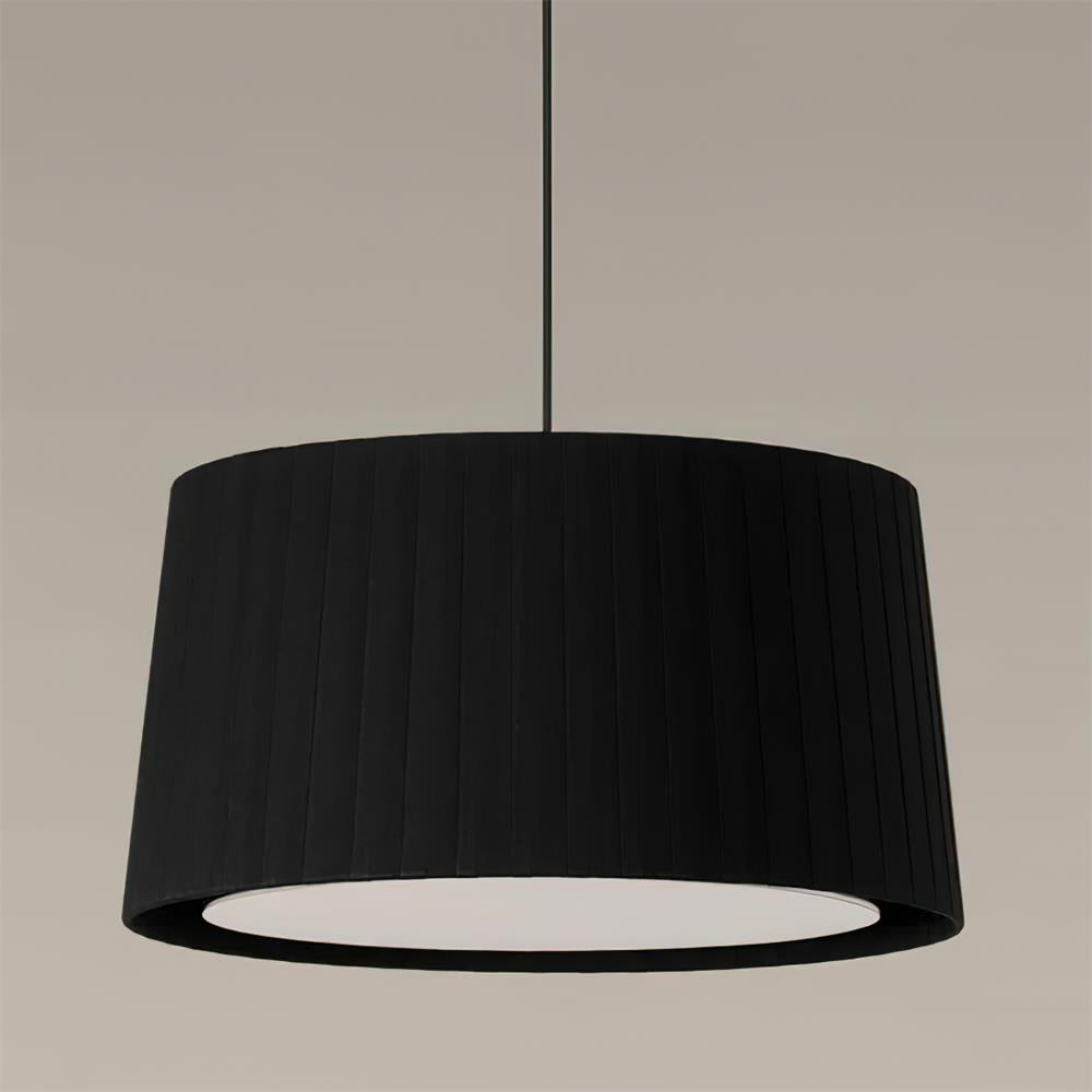 Drum Suspension Abat-jour en Tissu Pliée Noir Minimaliste Classique