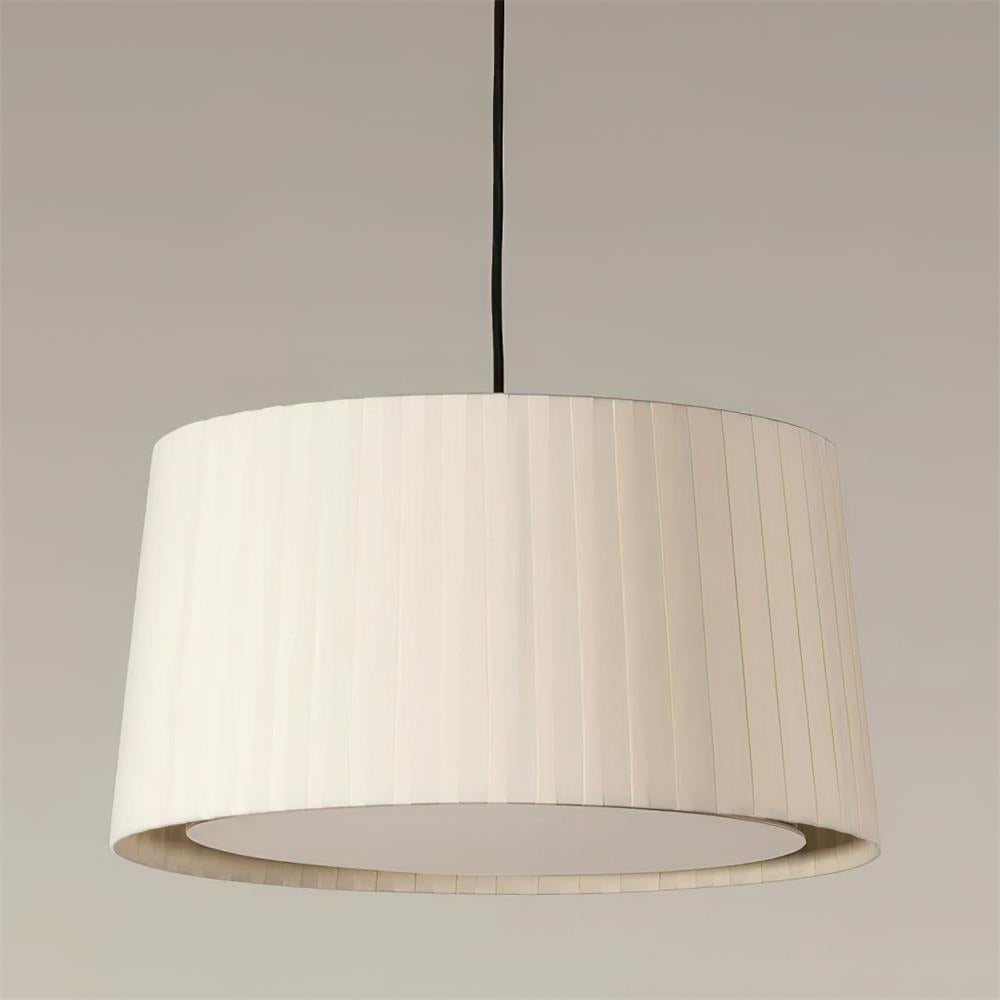 Drum Suspension Abat-jour en Tissu Pliée Noir Minimaliste Classique