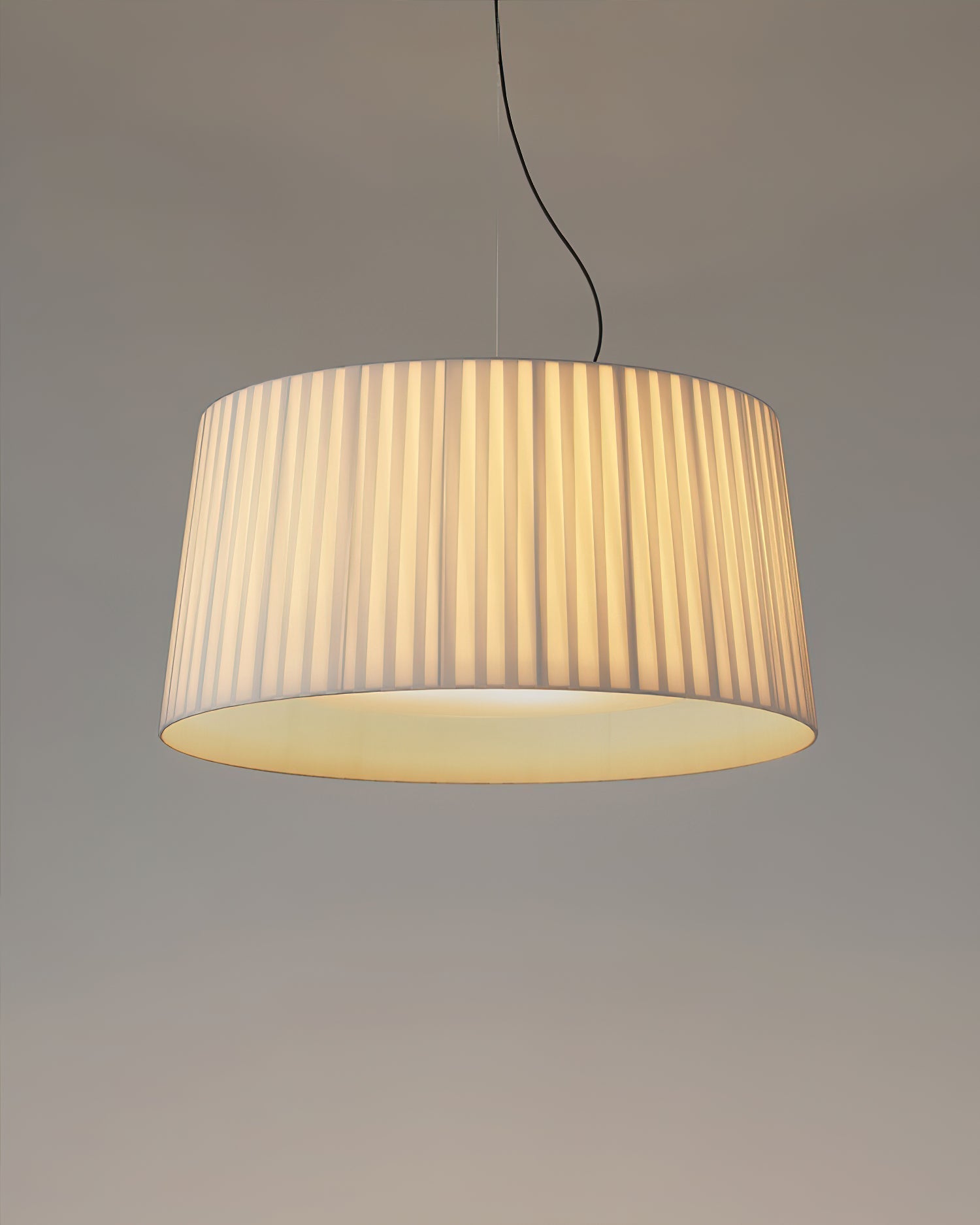 Drum Suspension Abat-jour en Tissu Pliée Noir Minimaliste Classique