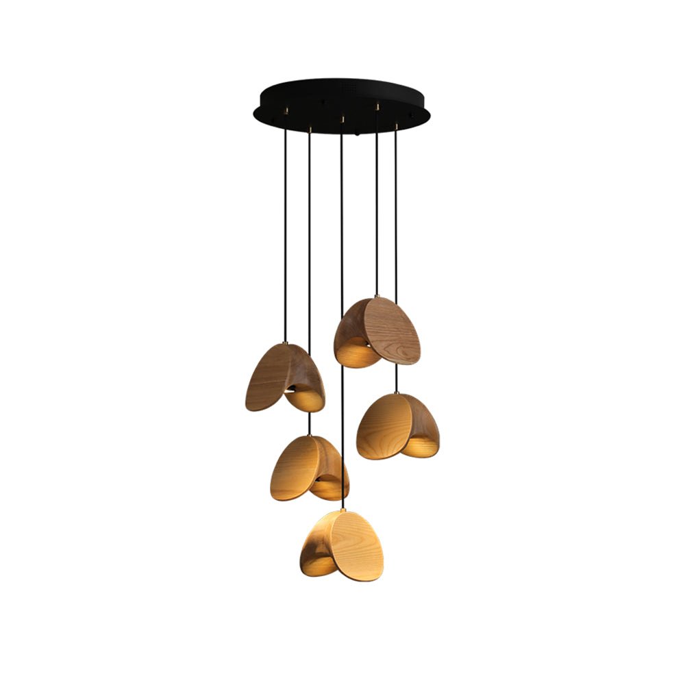 Elmiren Grappe Bois Pendentif Lumière