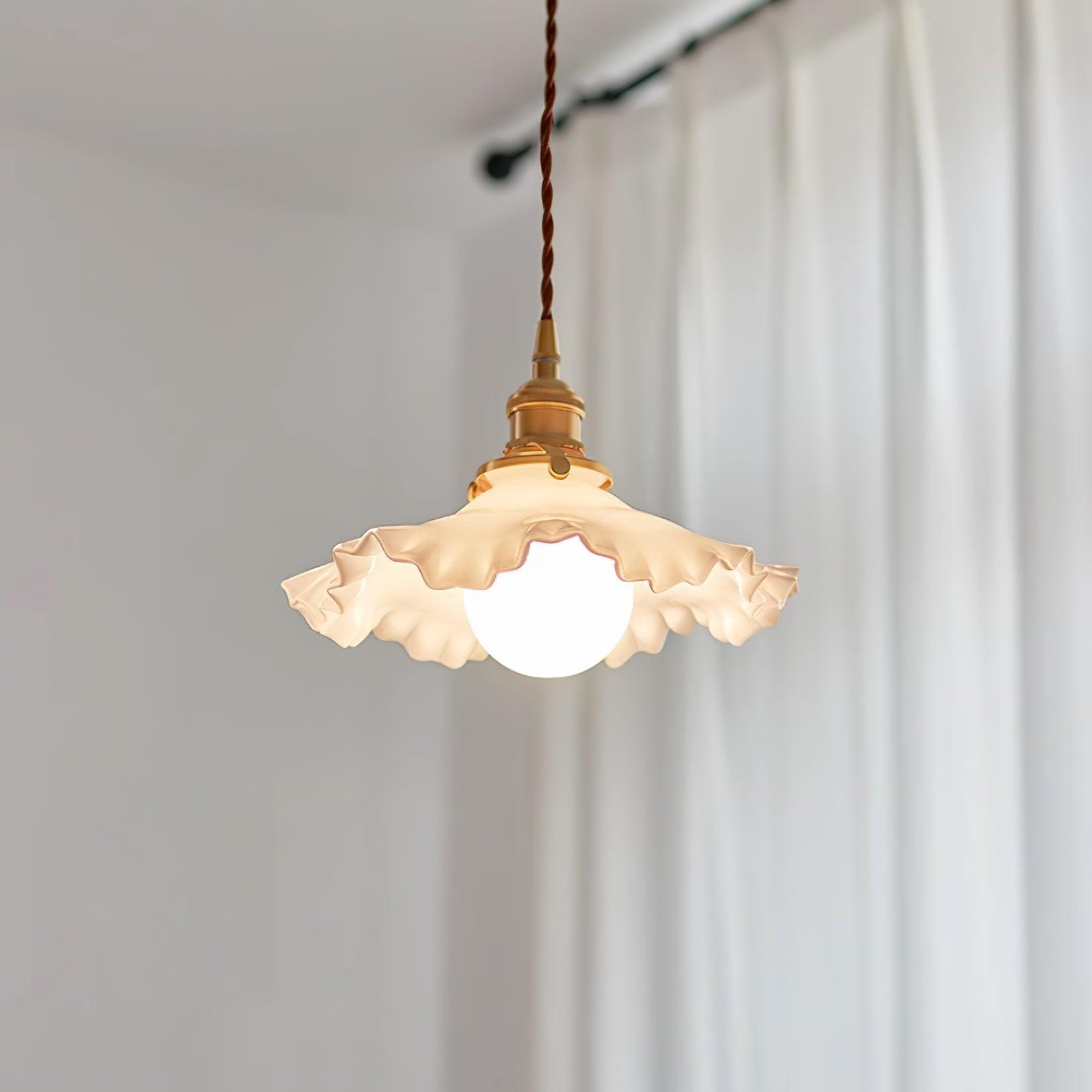 Iris Suspension Verre Abat-jour Volant Laiton