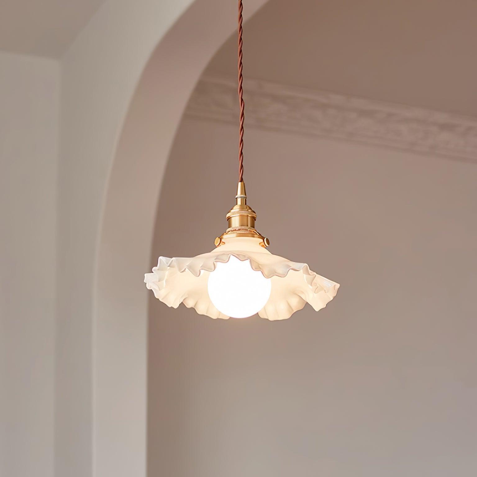 Iris Suspension Verre Abat-jour Volant Laiton