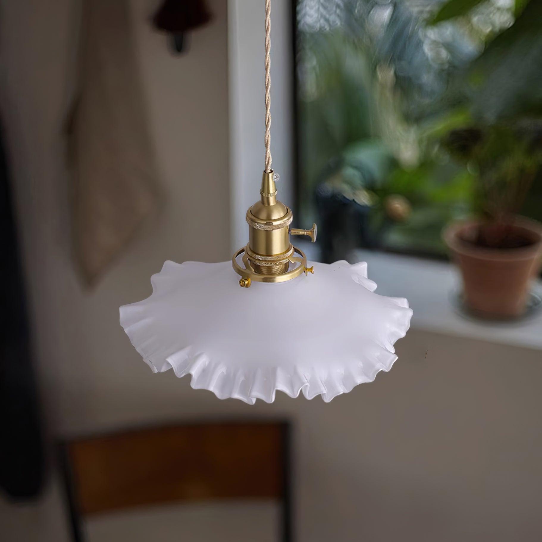 Iris Suspension Verre Abat-jour Volant Laiton