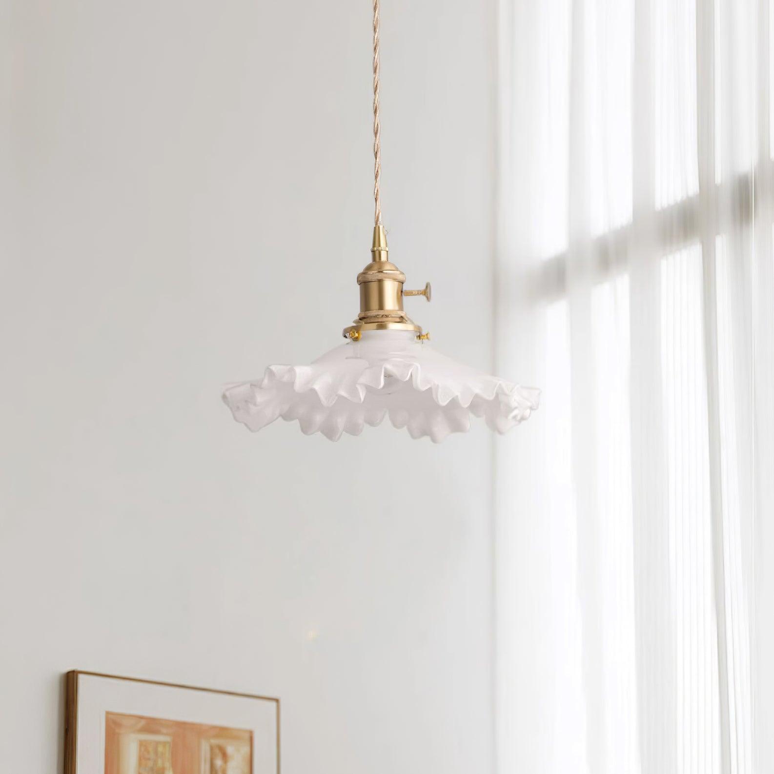 Iris Suspension Verre Abat-jour Volant Laiton
