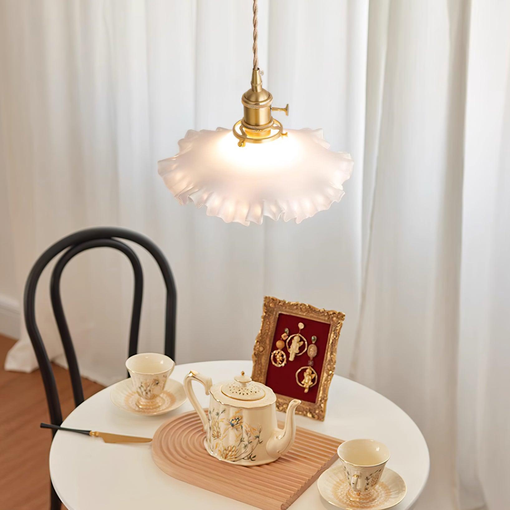 Iris Suspension Verre Abat-jour Volant Laiton