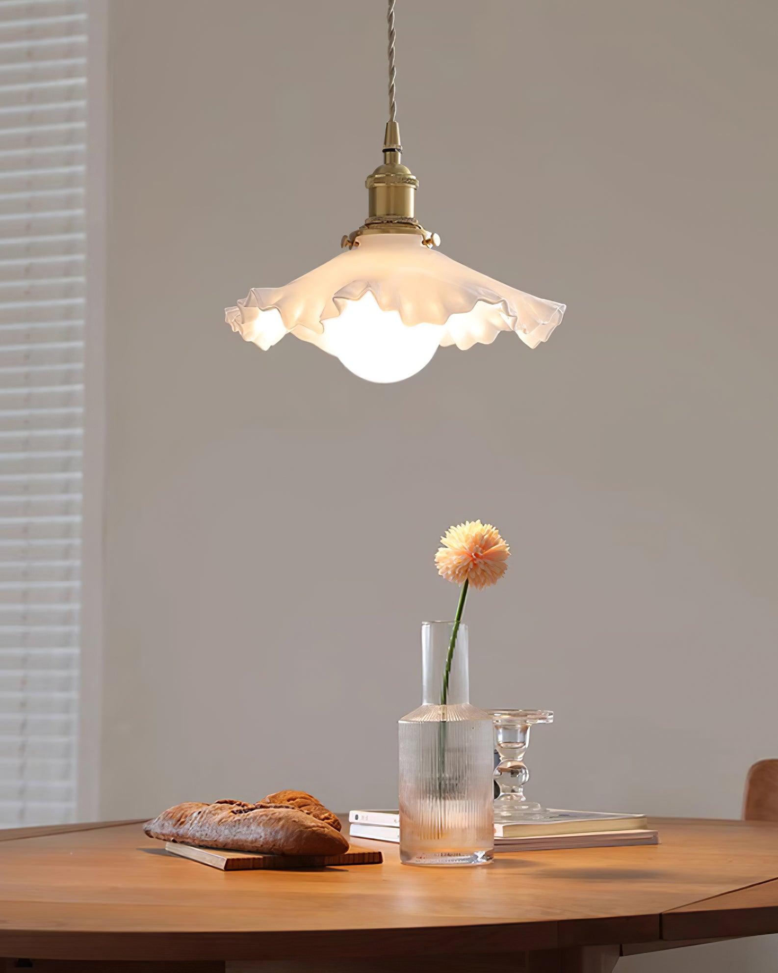 Iris Suspension Verre Abat-jour Volant Laiton