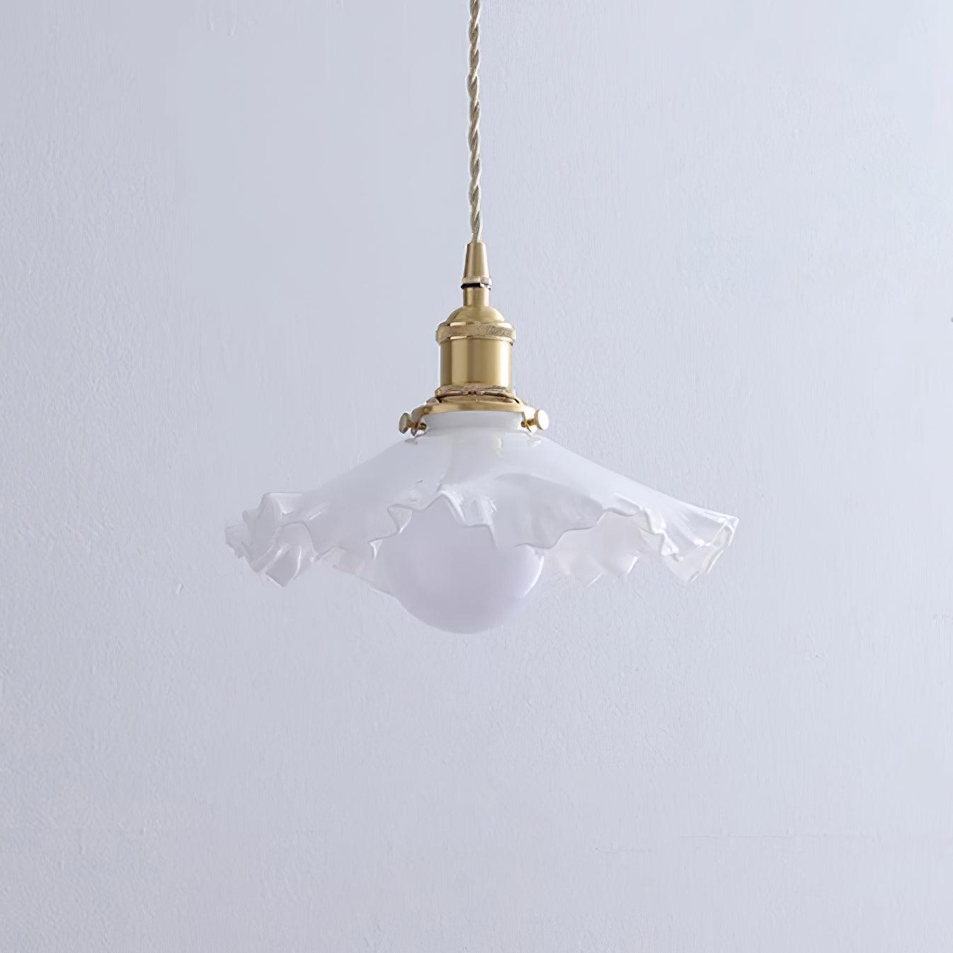 Iris Suspension Verre Abat-jour Volant Laiton