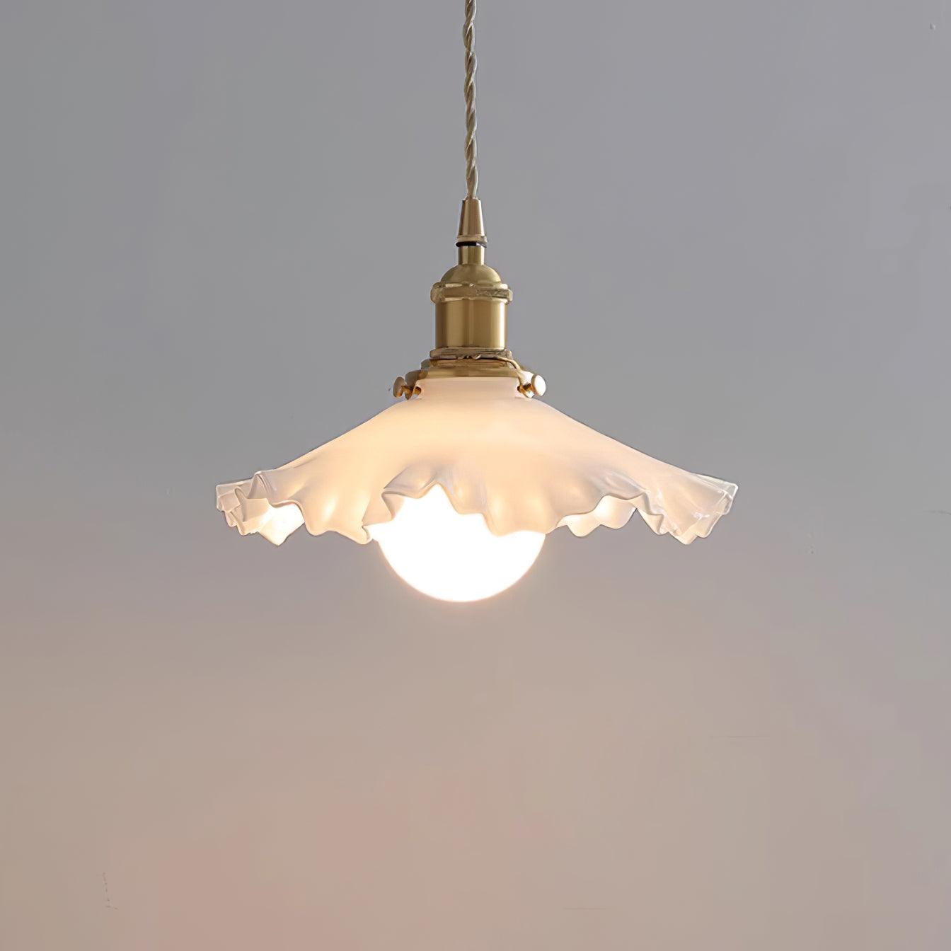 Iris Suspension Verre Abat-jour Volant Laiton
