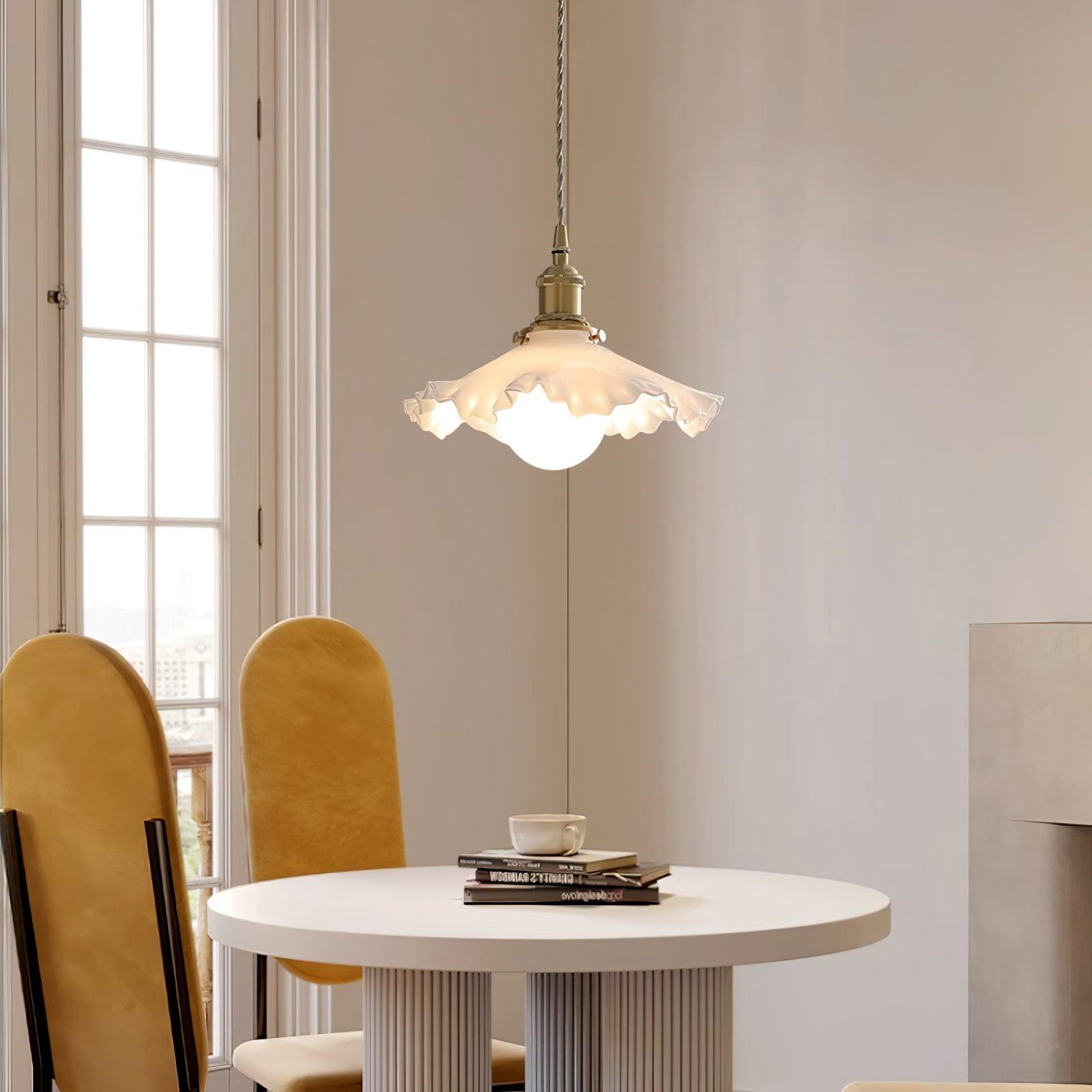 Iris Suspension Verre Abat-jour Volant Laiton