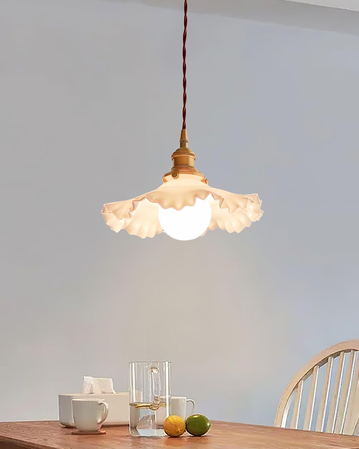 Iris Suspension Verre Abat-jour Volant Laiton