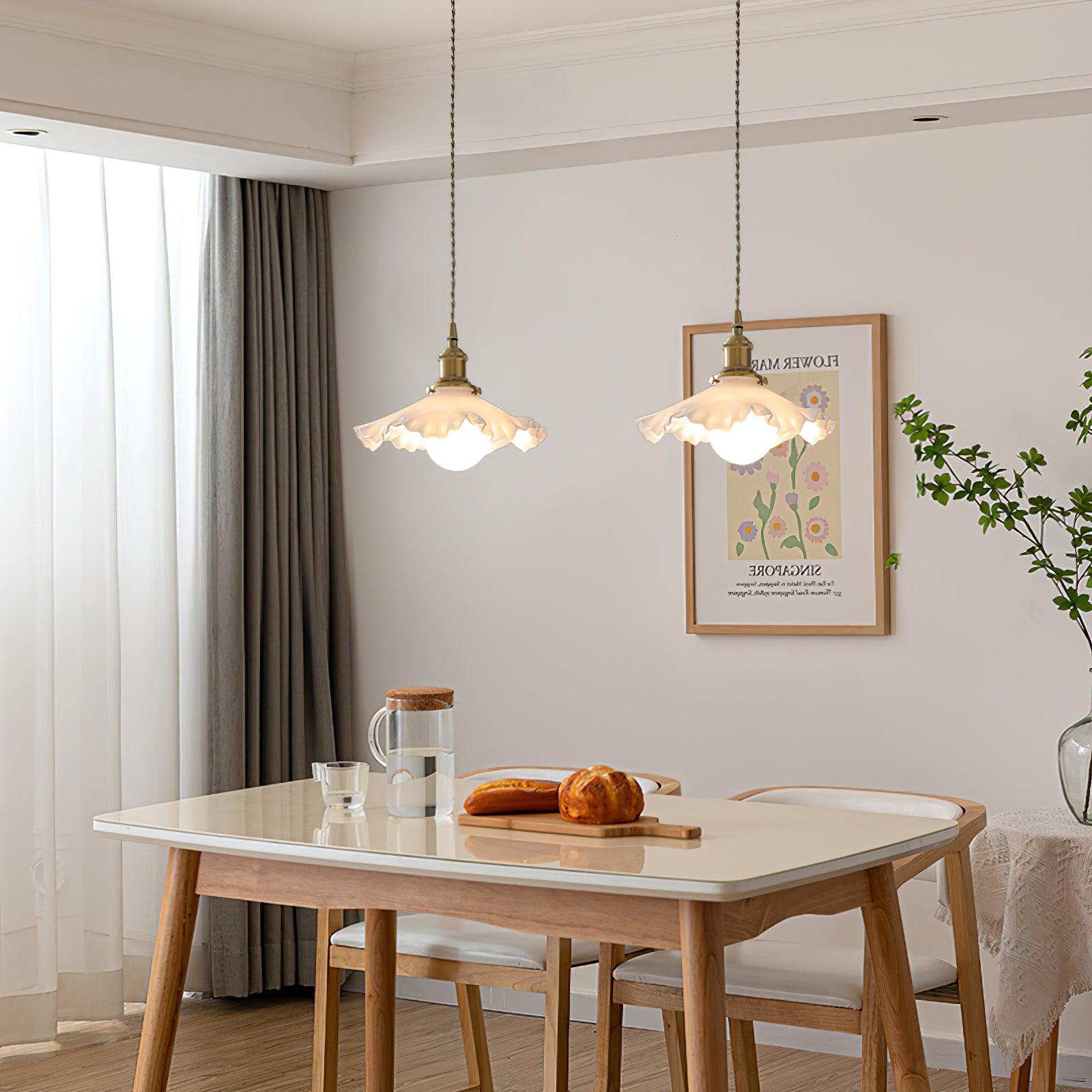 Iris Suspension Verre Abat-jour Volant Laiton