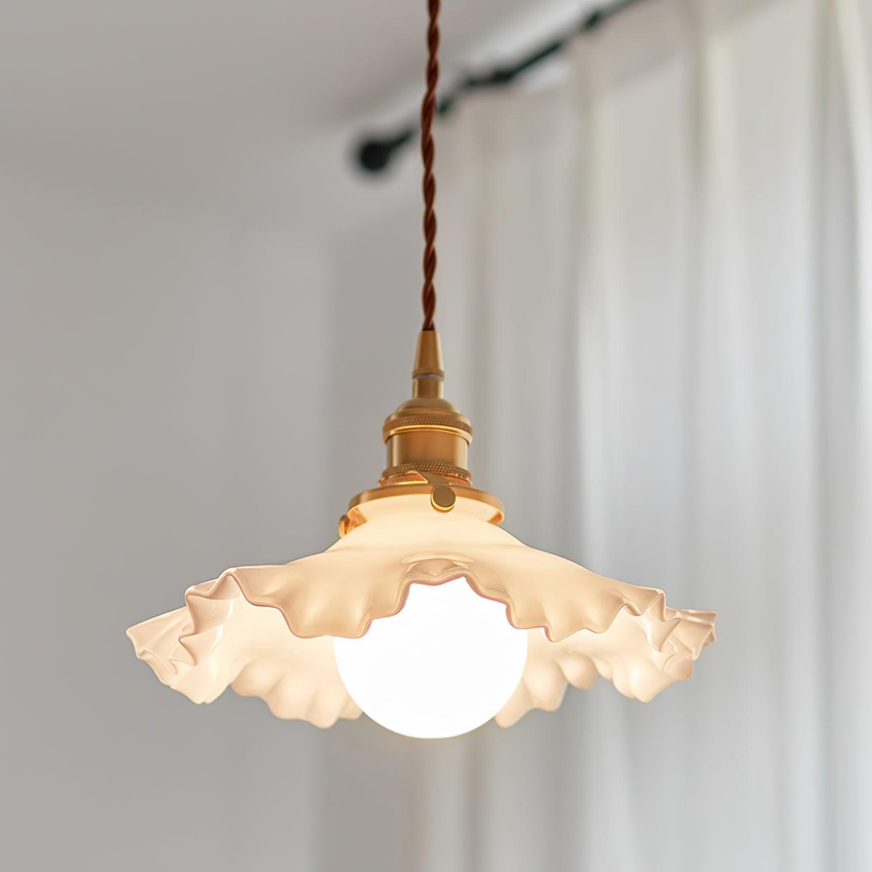 Iris Suspension Verre Abat-jour Volant Laiton