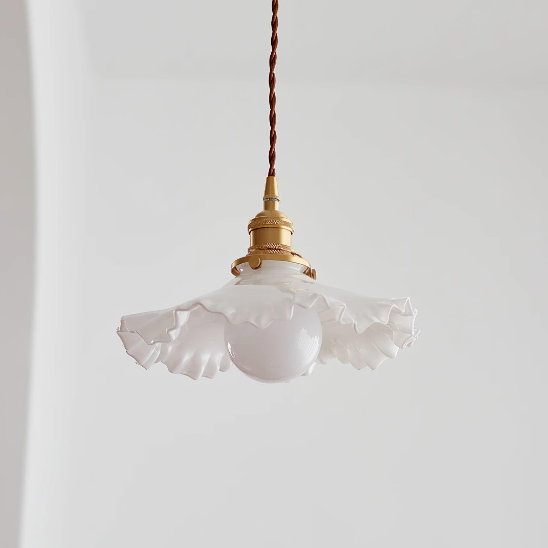 Iris Suspension Verre Abat-jour Volant Laiton